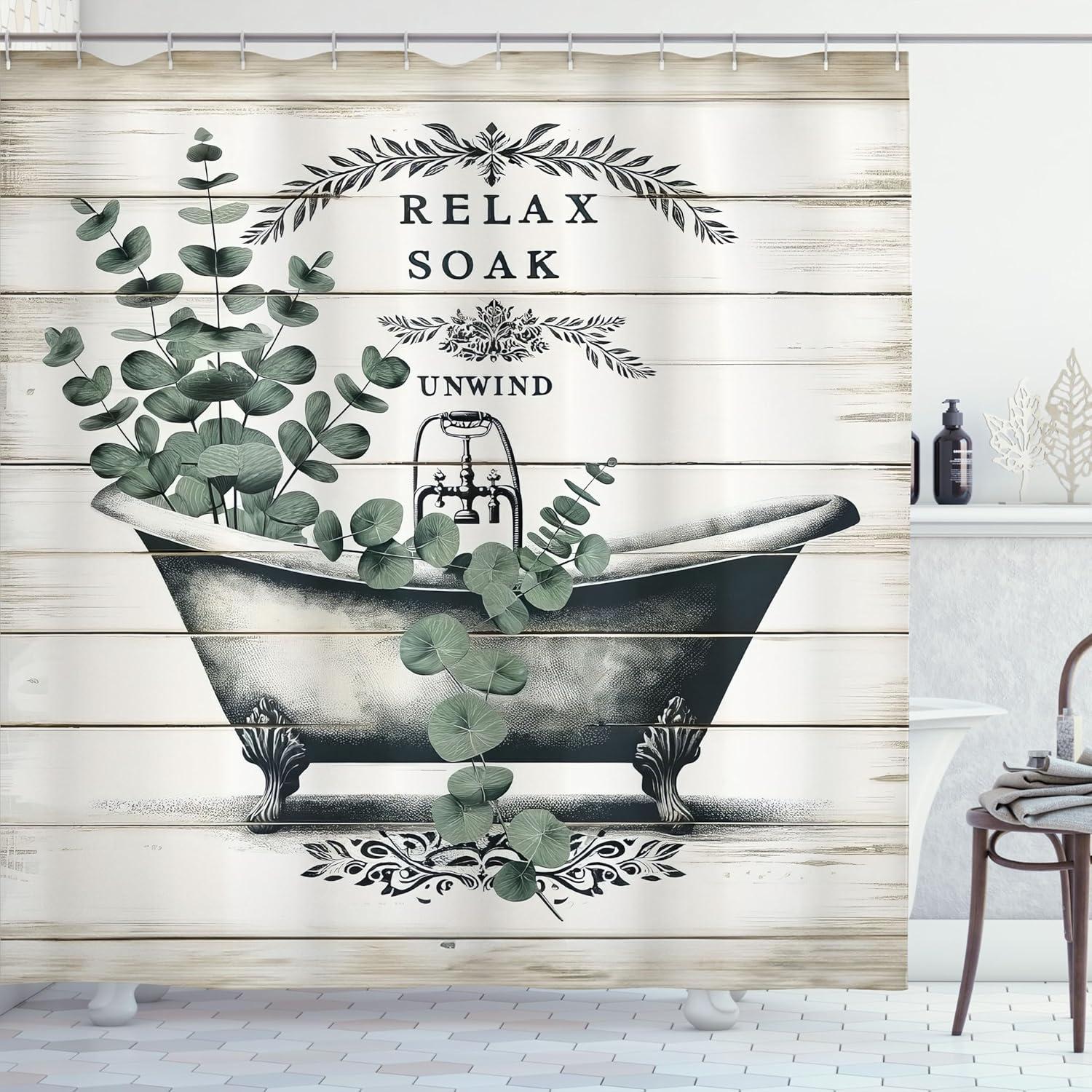 imageAmbesonne Blue Shower Curtain Floral Eucalyptus Branches Romantic Botanical Weeping Flowers in Cold Tones Cloth Fabric Bathroom Decor Set with Hooks 69 W x 75 L Laurel Green Sea BlueLaurel Green Off White