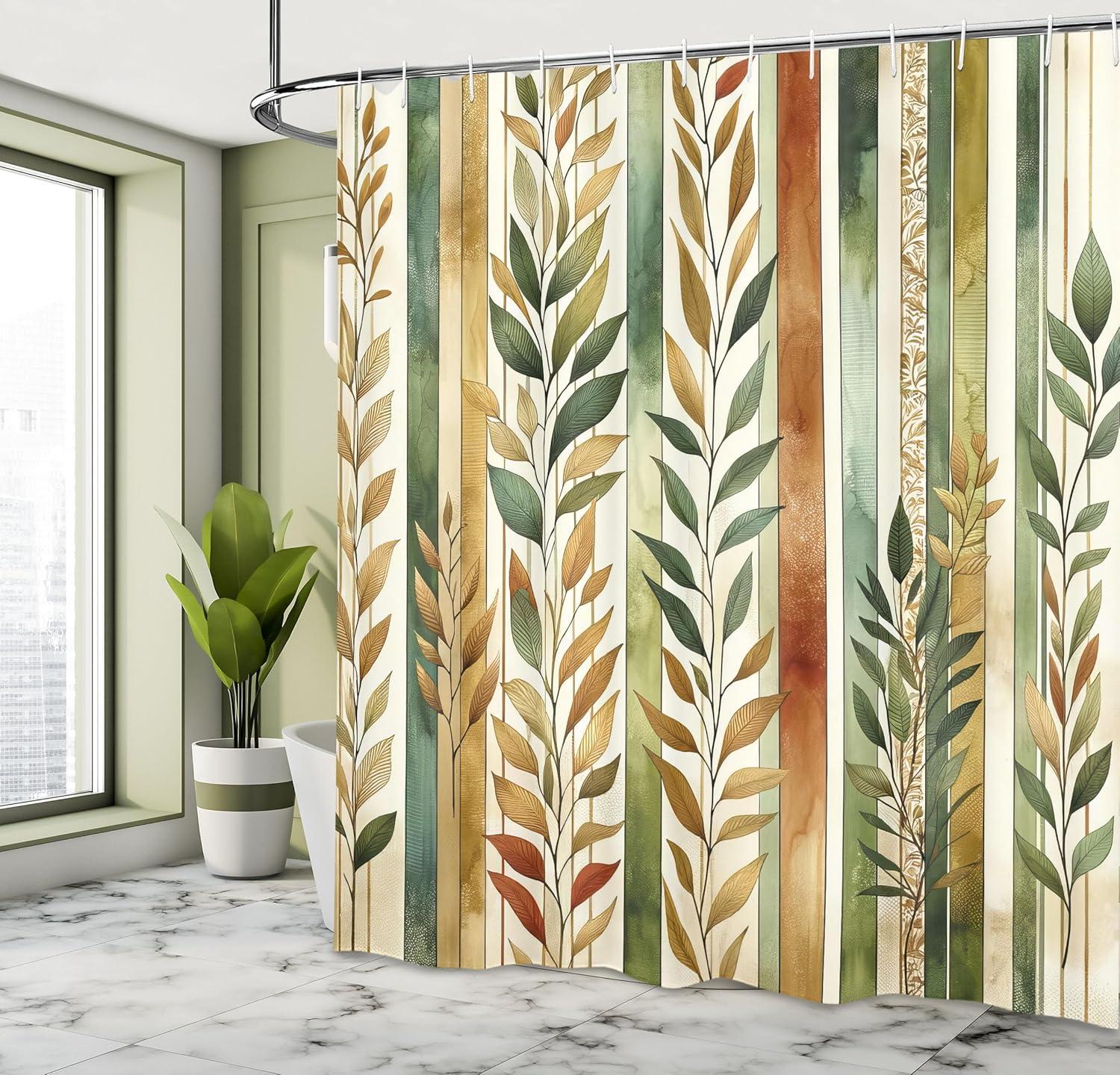imageAmbesonne Blue Shower Curtain Floral Eucalyptus Branches Romantic Botanical Weeping Flowers in Cold Tones Cloth Fabric Bathroom Decor Set with Hooks 69 W x 75 L Laurel Green Sea BlueGreen Khaki Cinnamon