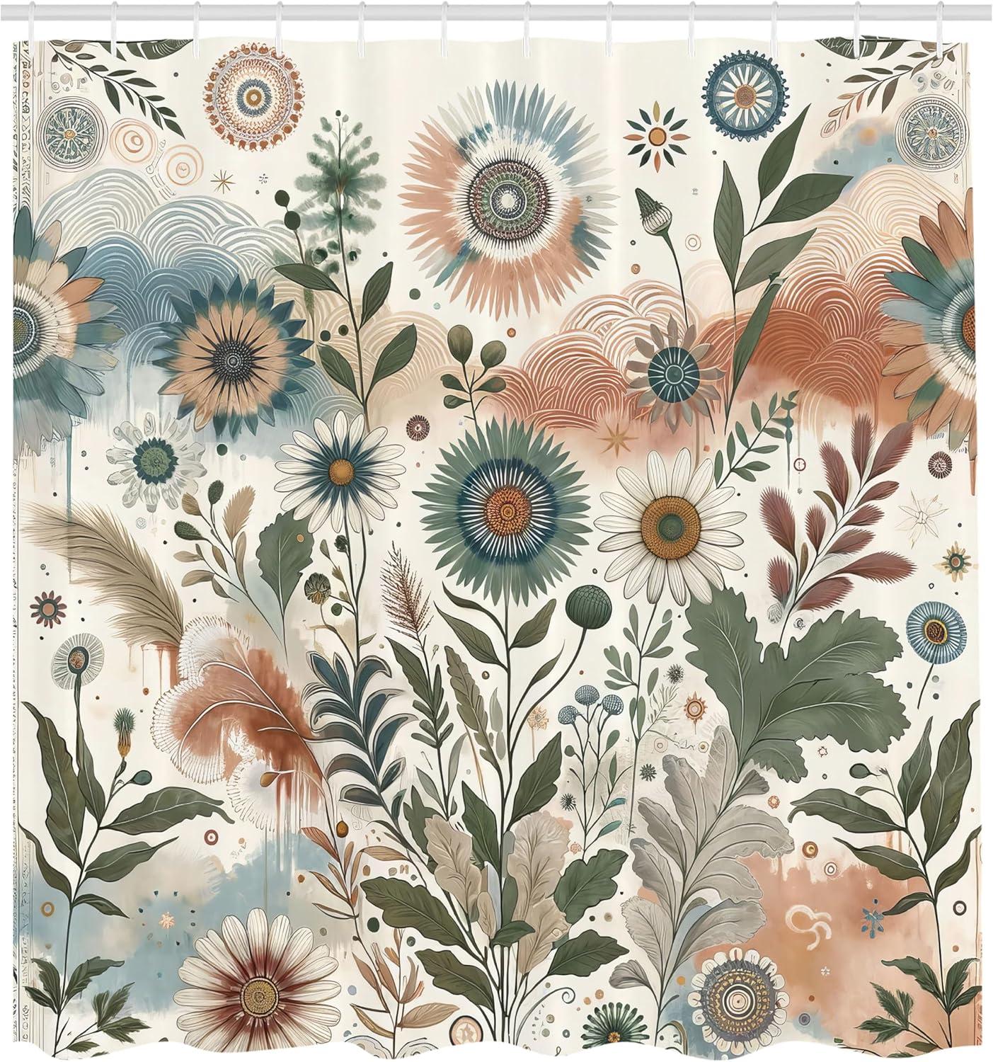 imageAmbesonne Blue Shower Curtain Floral Eucalyptus Branches Romantic Botanical Weeping Flowers in Cold Tones Cloth Fabric Bathroom Decor Set with Hooks 69 W x 75 L Laurel Green Sea BluePale Rose Slate Blue