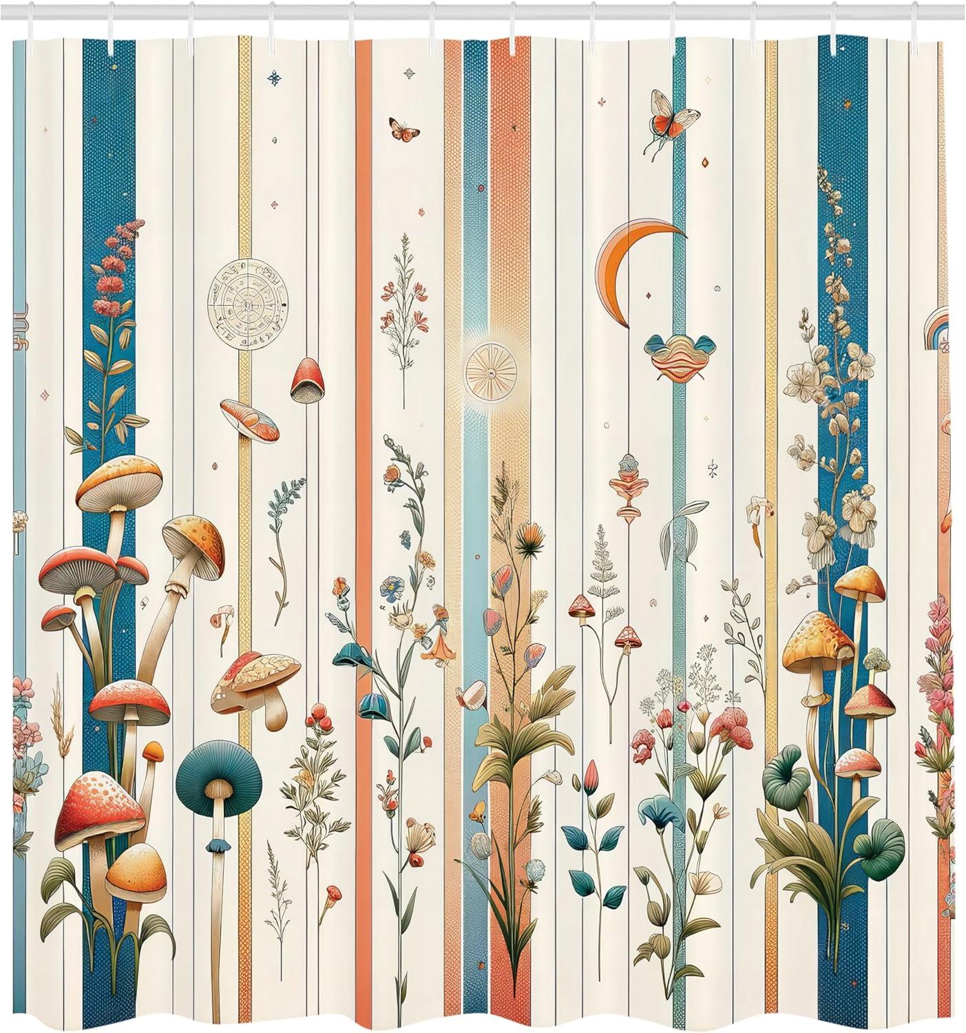 imageAmbesonne Blue Shower Curtain Floral Eucalyptus Branches Romantic Botanical Weeping Flowers in Cold Tones Cloth Fabric Bathroom Decor Set with Hooks 69 W x 75 L Laurel Green Sea BluePetrol Blue Salmon White