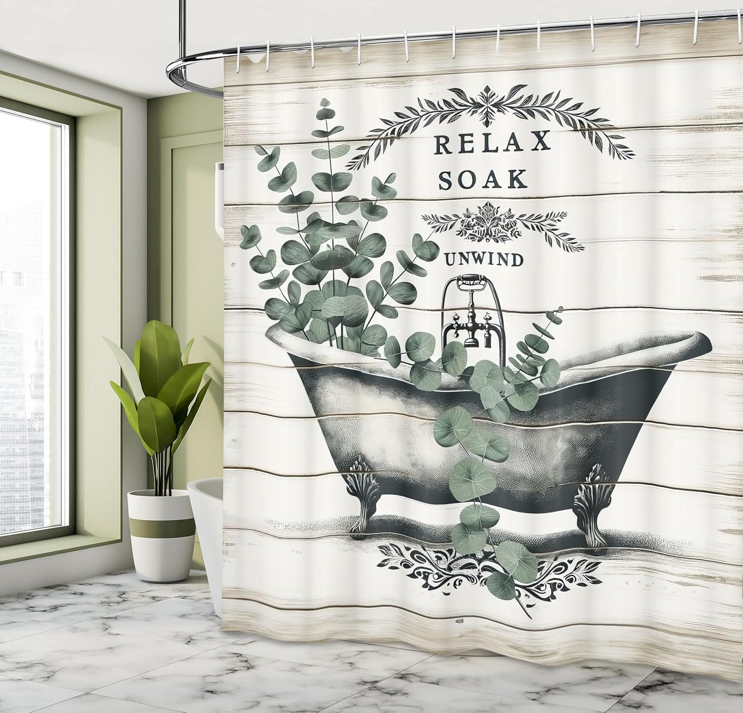 imageAmbesonne Blue Shower Curtain Floral Eucalyptus Branches Romantic Botanical Weeping Flowers in Cold Tones Cloth Fabric Bathroom Decor Set with Hooks 69 W x 75 L Laurel Green Sea BlueLaurel Green Off White