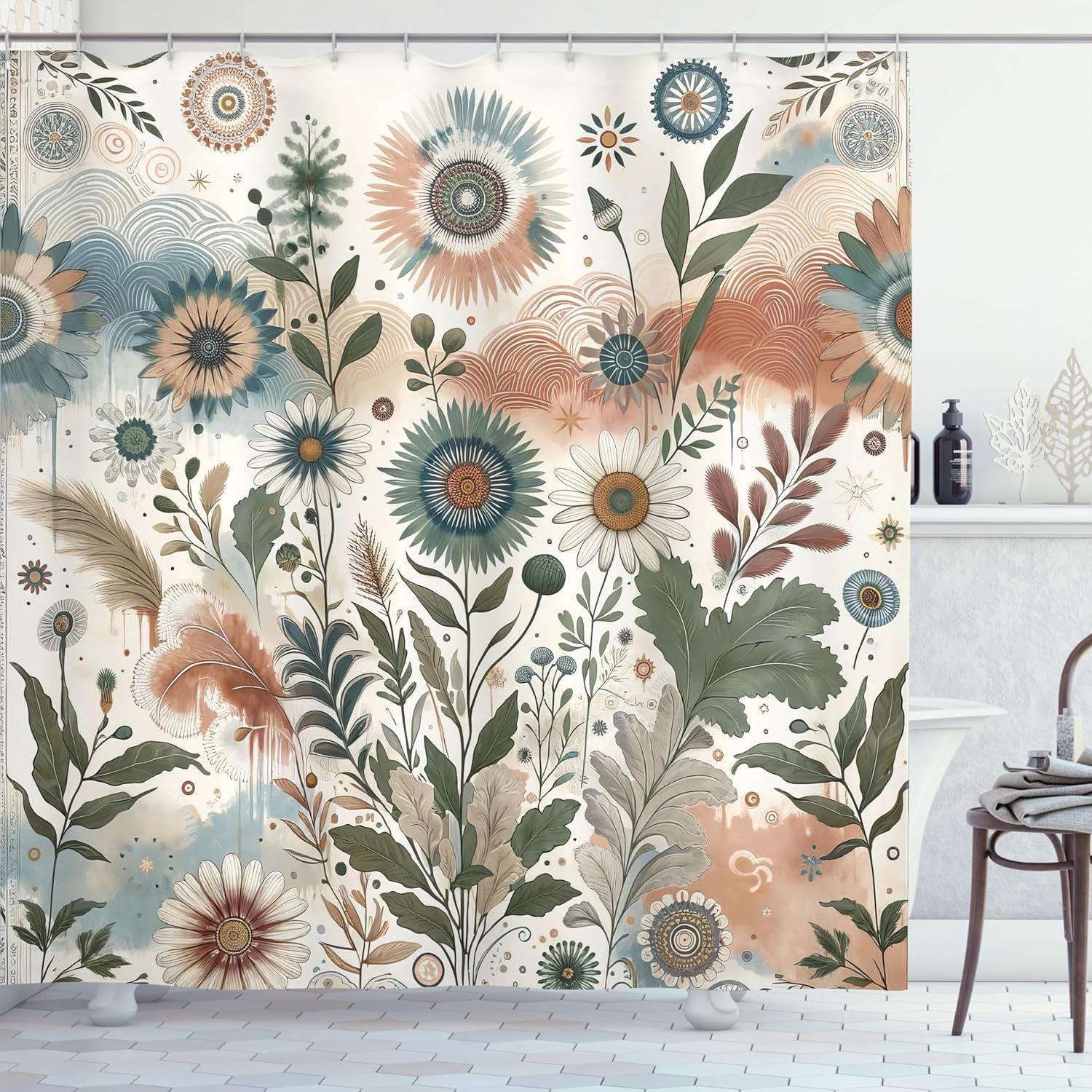 imageAmbesonne Blue Shower Curtain Floral Eucalyptus Branches Romantic Botanical Weeping Flowers in Cold Tones Cloth Fabric Bathroom Decor Set with Hooks 69 W x 75 L Laurel Green Sea BluePale Rose Slate Blue