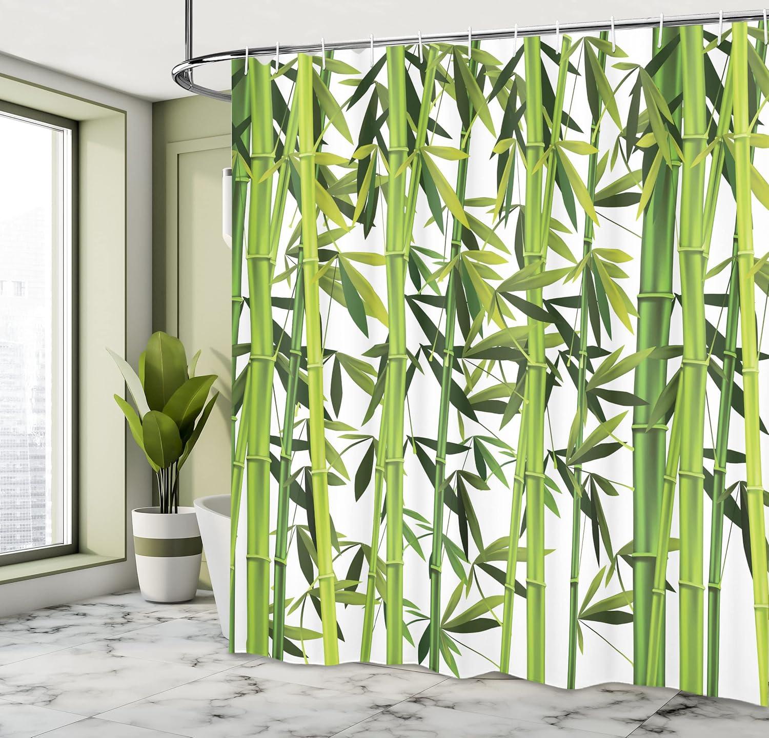 imageAmbesonne Blue Shower Curtain Floral Eucalyptus Branches Romantic Botanical Weeping Flowers in Cold Tones Cloth Fabric Bathroom Decor Set with Hooks 69 W x 75 L Laurel Green Sea BlueWhite and Green