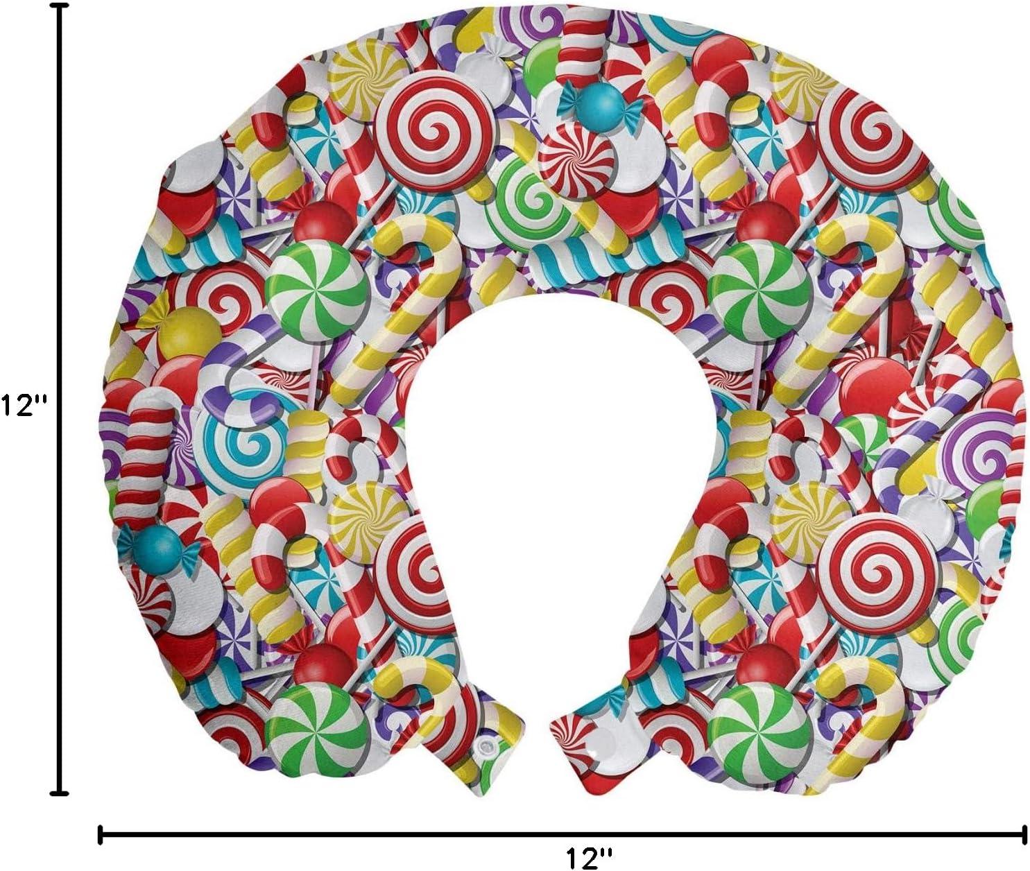imageAmbesonne Eiffel Travel Pillow Neck Rest Romantic Valentines Day Eiffel Tower City of Love Doodle Style Heart Shapes Memory Foam Traveling Accessory for Airplane and Car 12 Maroon WhiteRed Green