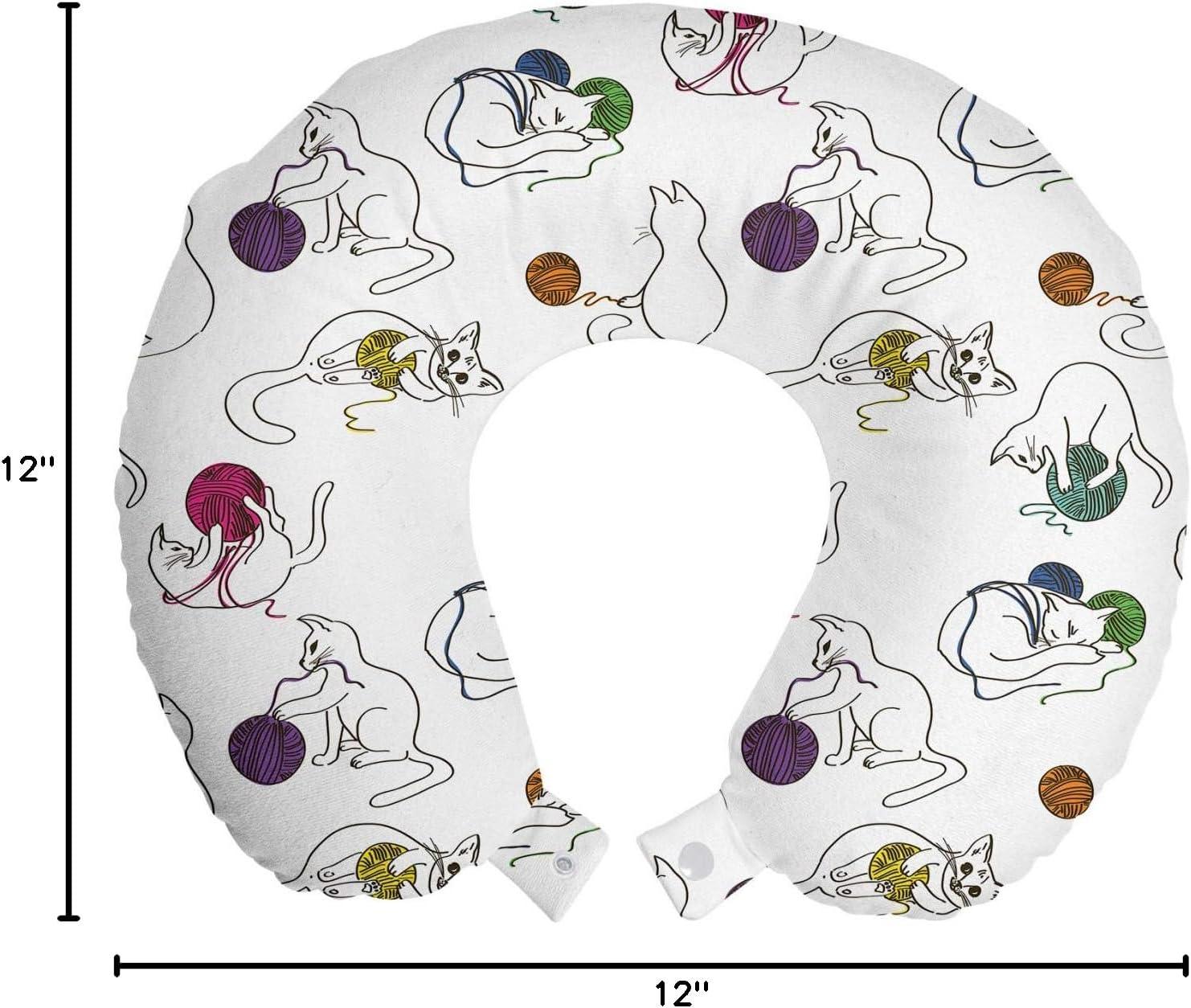 imageAmbesonne Eiffel Travel Pillow Neck Rest Romantic Valentines Day Eiffel Tower City of Love Doodle Style Heart Shapes Memory Foam Traveling Accessory for Airplane and Car 12 Maroon WhiteYellow Purple
