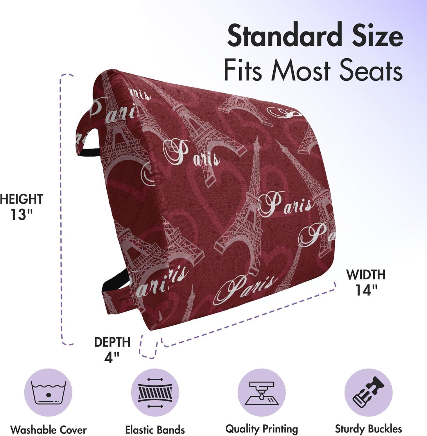 imageAmbesonne Eiffel Travel Pillow Neck Rest Romantic Valentines Day Eiffel Tower City of Love Doodle Style Heart Shapes Memory Foam Traveling Accessory for Airplane and Car 12 Maroon WhiteMaroon White