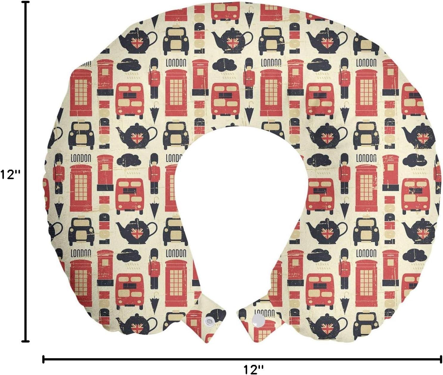 imageAmbesonne Eiffel Travel Pillow Neck Rest Romantic Valentines Day Eiffel Tower City of Love Doodle Style Heart Shapes Memory Foam Traveling Accessory for Airplane and Car 12 Maroon WhiteVermilion Cream Black