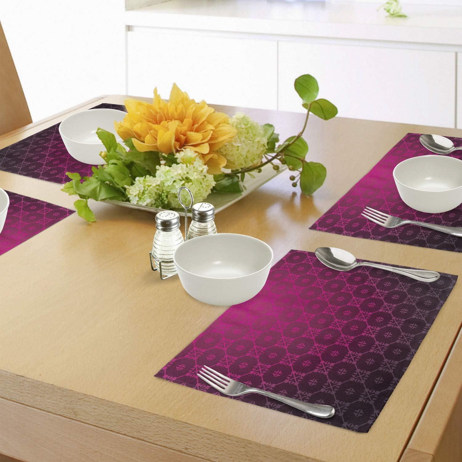 imageAmbesonne Feminine Place Mats Set of 4 Pattern with Red Lipstick Kiss Marks Woman Valentines Wedding Theme Illustration Washable Fabric Placemats for Dining Room Kitchen Table Decor White RedMagenta