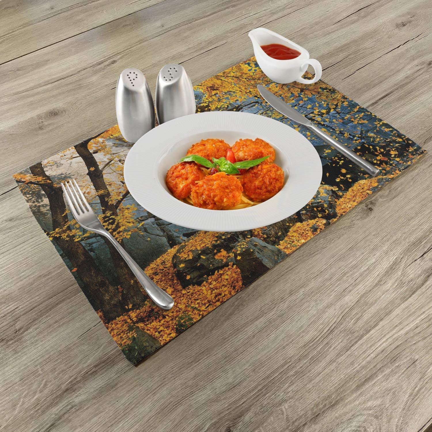imageAmbesonne Feminine Place Mats Set of 4 Pattern with Red Lipstick Kiss Marks Woman Valentines Wedding Theme Illustration Washable Fabric Placemats for Dining Room Kitchen Table Decor White RedGrey Orange