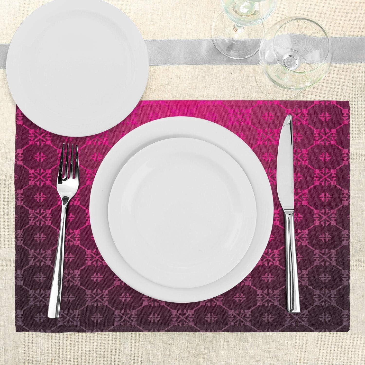 imageAmbesonne Feminine Place Mats Set of 4 Pattern with Red Lipstick Kiss Marks Woman Valentines Wedding Theme Illustration Washable Fabric Placemats for Dining Room Kitchen Table Decor White RedMagenta