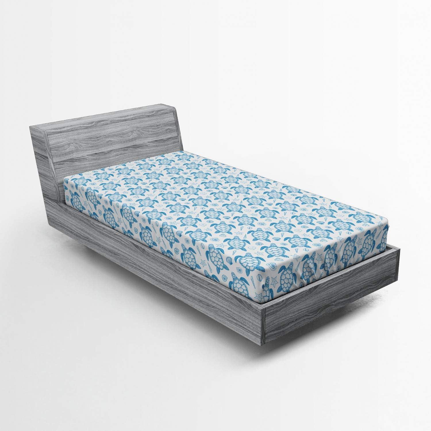 imageAmbesonne Floral Art Fitted Sheet Set Modern Scandi Flowers Leaves on Tartan Plaid Back Butterfly Valentine 2 Pack Comfortable Bedding AllRound Elastic Pocket Twin Size Blush White Grey PinkWhite and Blue