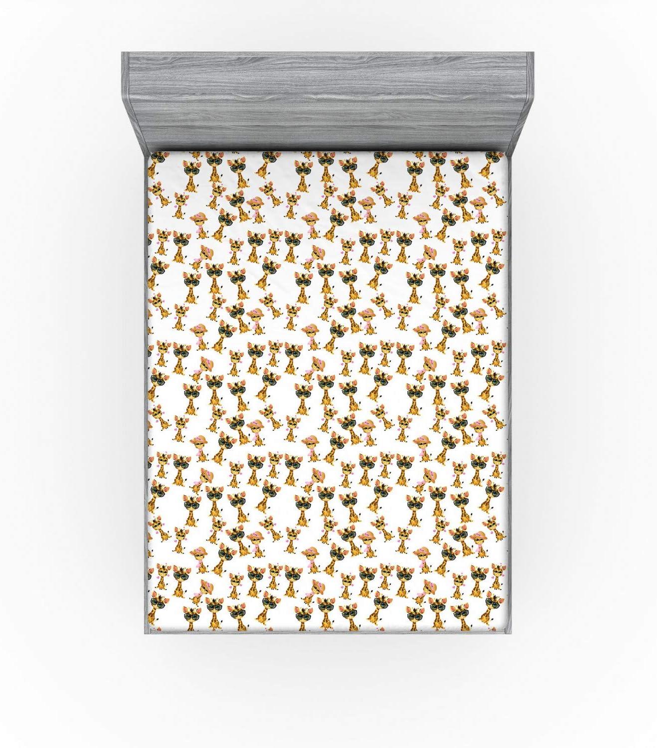 imageAmbesonne Floral Art Fitted Sheet Set Modern Scandi Flowers Leaves on Tartan Plaid Back Butterfly Valentine 2 Pack Comfortable Bedding AllRound Elastic Pocket Twin Size Blush White Grey PinkBrown Yellow