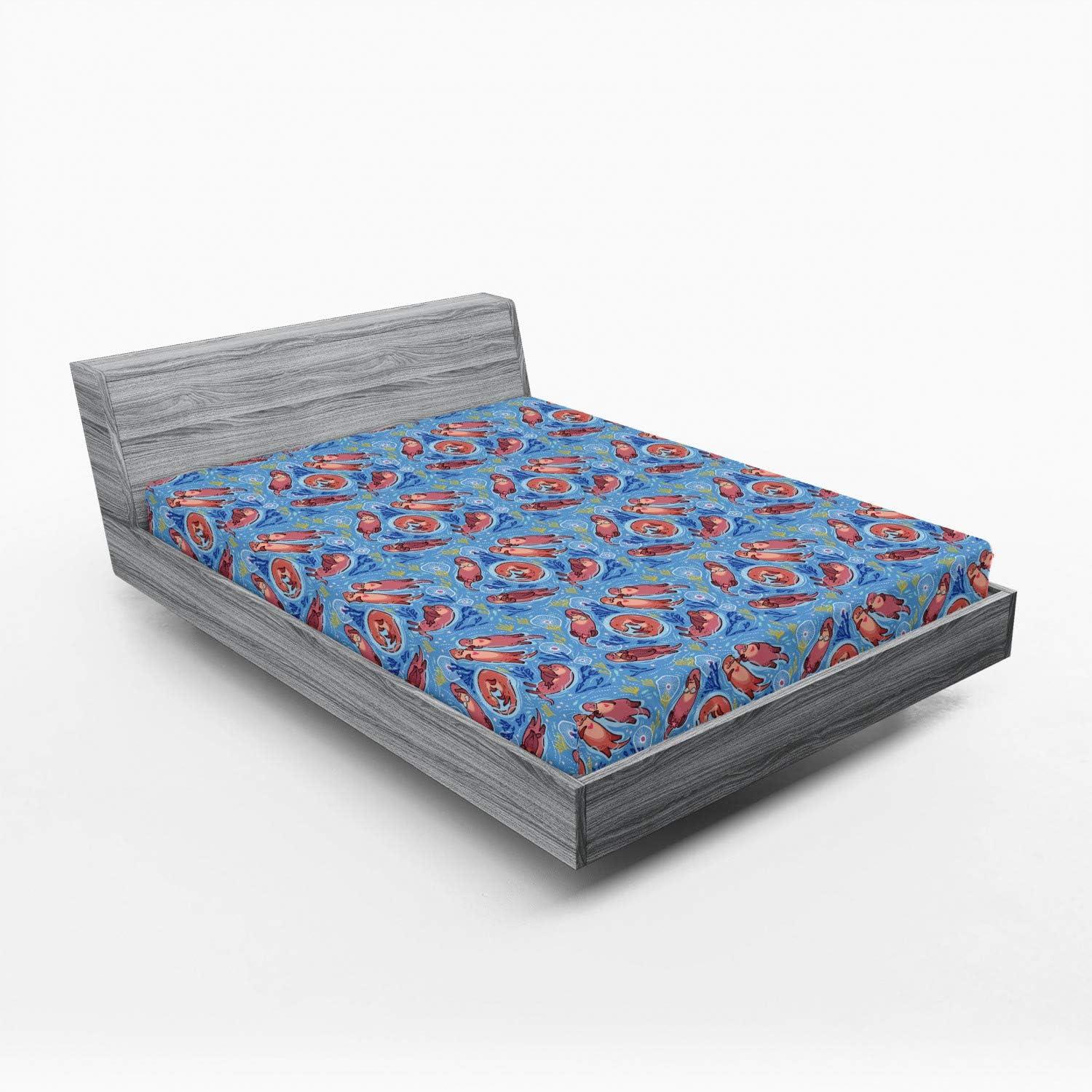 imageAmbesonne Floral Art Fitted Sheet Set Modern Scandi Flowers Leaves on Tartan Plaid Back Butterfly Valentine 2 Pack Comfortable Bedding AllRound Elastic Pocket Twin Size Blush White Grey PinkBlue Red