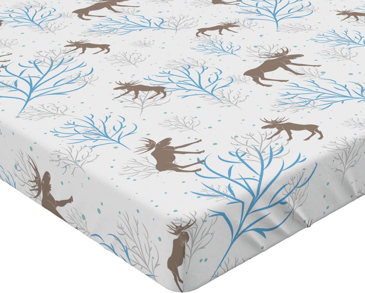imageAmbesonne Floral Art Fitted Sheet Set Modern Scandi Flowers Leaves on Tartan Plaid Back Butterfly Valentine 2 Pack Comfortable Bedding AllRound Elastic Pocket Twin Size Blush White Grey PinkBrown Blue