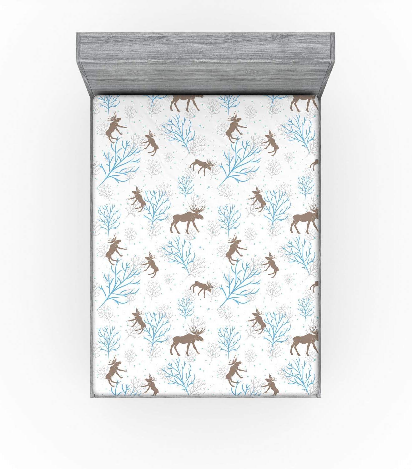 imageAmbesonne Floral Art Fitted Sheet Set Modern Scandi Flowers Leaves on Tartan Plaid Back Butterfly Valentine 2 Pack Comfortable Bedding AllRound Elastic Pocket Twin Size Blush White Grey PinkBrown Blue