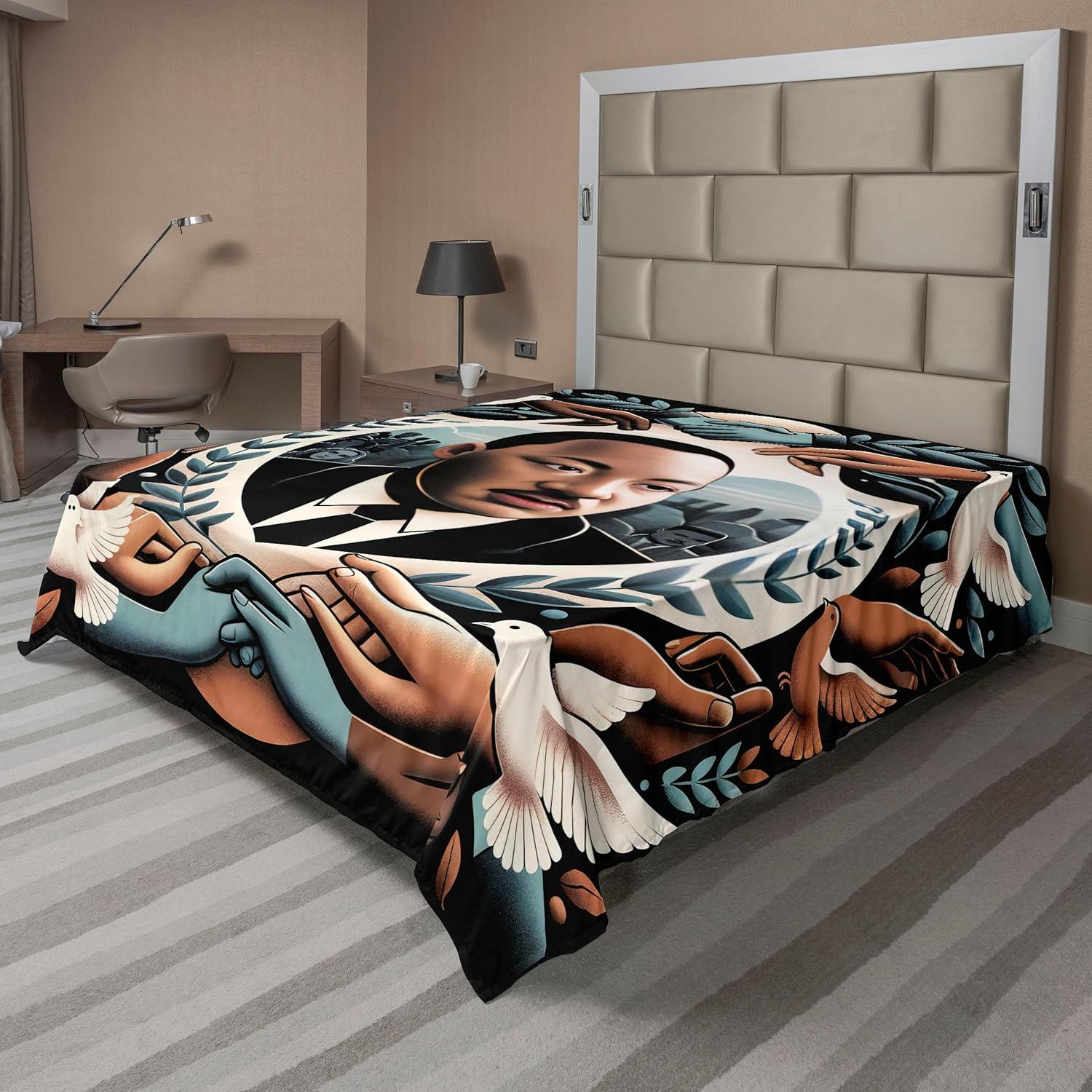 imageAmbesonne Floral Heart Flat Sheet Tenderness of Romantic Garden Ivy Branches and Roses Valentines Day Soft Comfortable Top Sheet Decorative Bedding 1 Piece King Size Laurel Green and PinkBlue Grey and Pale Caramel