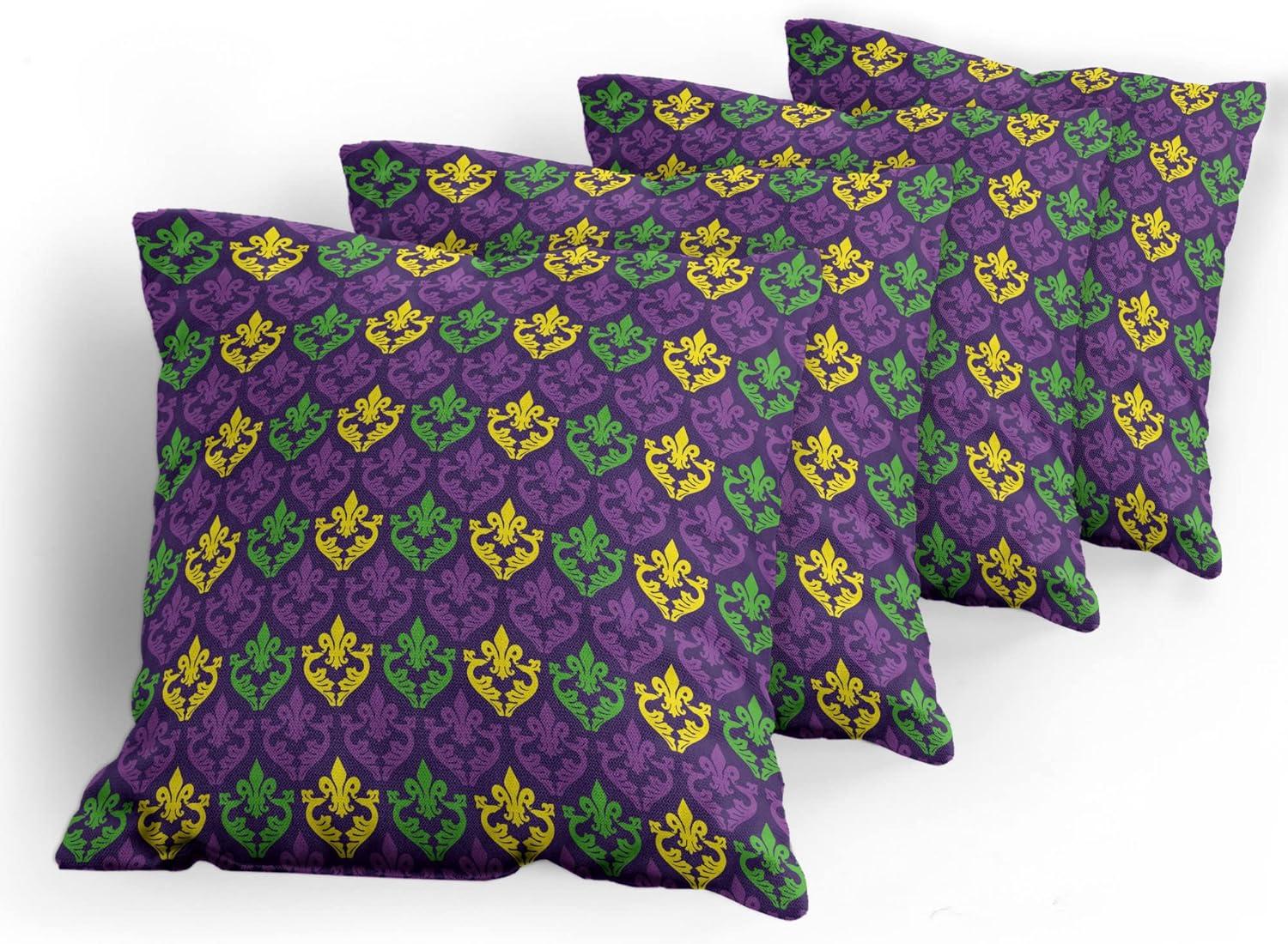 imageAmbesonne Flower Decorative Throw Pillow Case Pack of 4 Wild Flowers Poppies and Daisies Rural Nature Scenery in Meadows Rustic Cushion Cover for Couch Living Room Car 16 Yellow WhiteYellow Purple