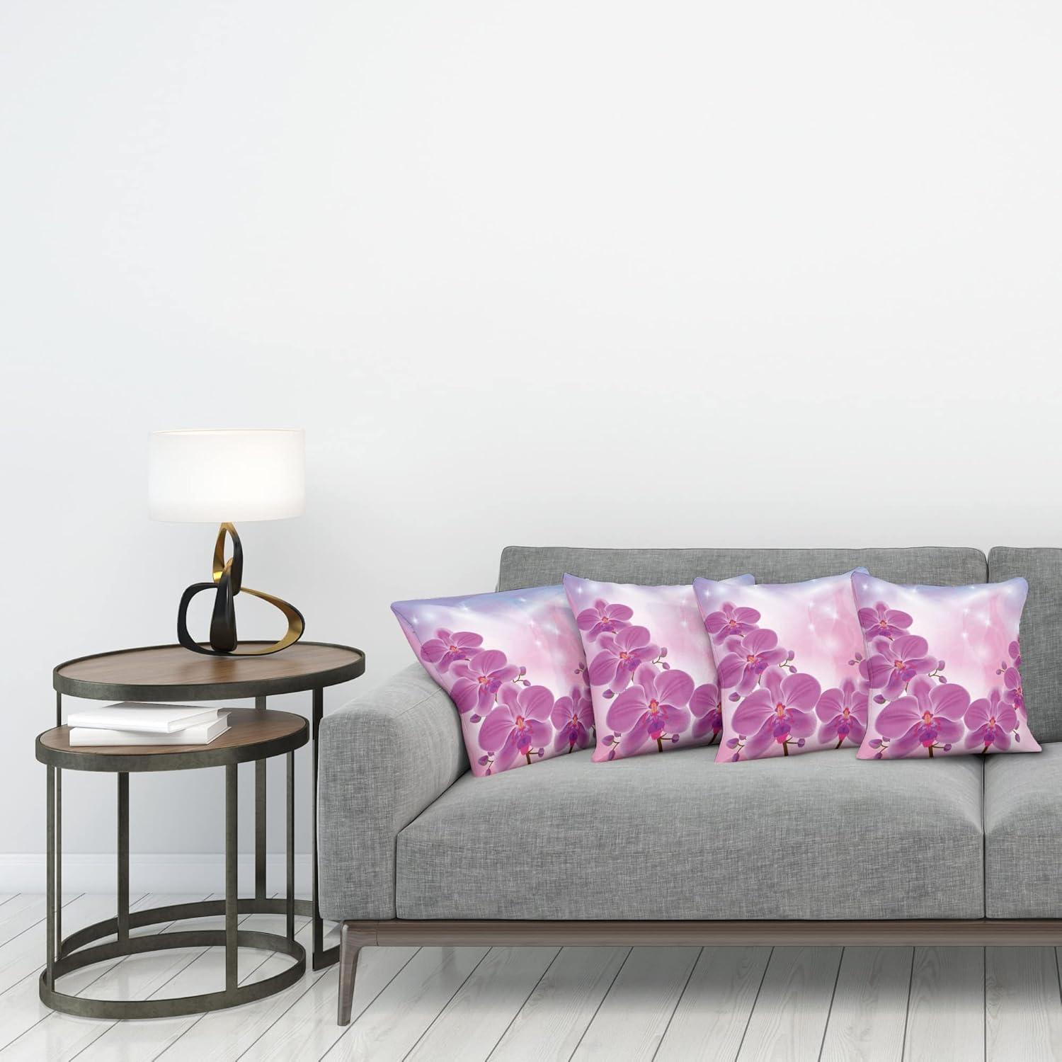 imageAmbesonne Flower Decorative Throw Pillow Case Pack of 4 Wild Flowers Poppies and Daisies Rural Nature Scenery in Meadows Rustic Cushion Cover for Couch Living Room Car 16 Yellow WhitePink Purple