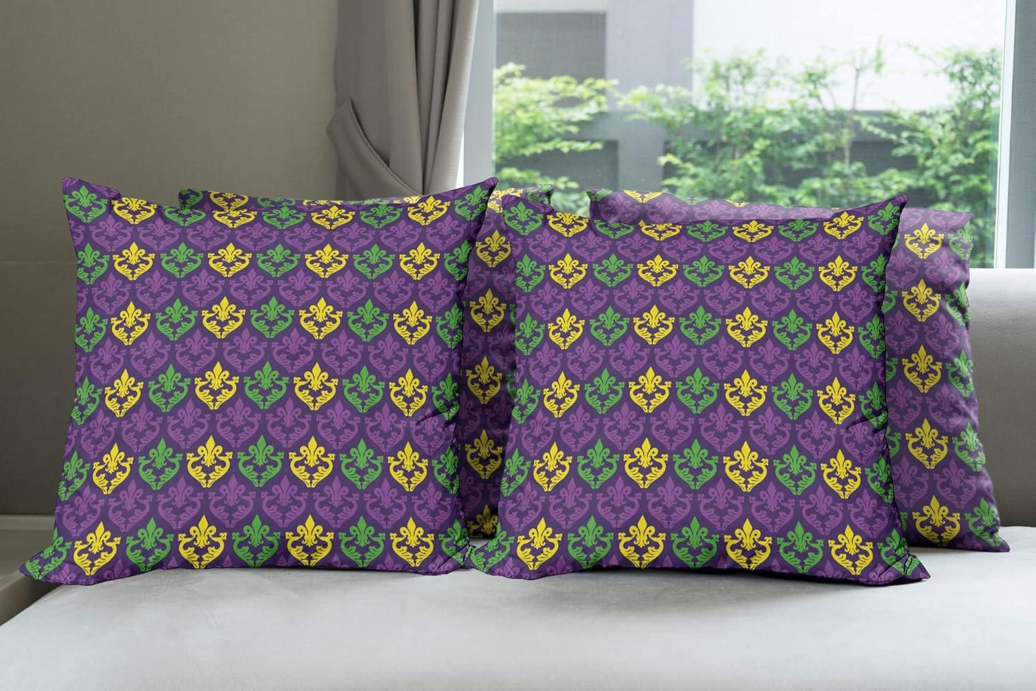 imageAmbesonne Flower Decorative Throw Pillow Case Pack of 4 Wild Flowers Poppies and Daisies Rural Nature Scenery in Meadows Rustic Cushion Cover for Couch Living Room Car 16 Yellow WhiteYellow Purple
