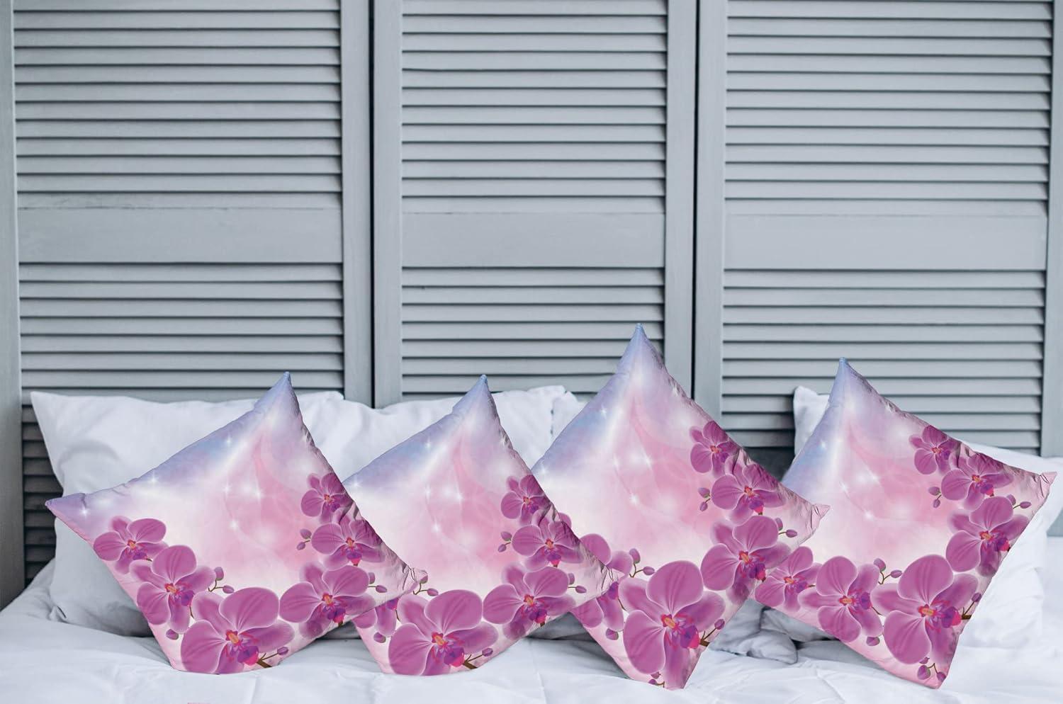 imageAmbesonne Flower Decorative Throw Pillow Case Pack of 4 Wild Flowers Poppies and Daisies Rural Nature Scenery in Meadows Rustic Cushion Cover for Couch Living Room Car 16 Yellow WhitePink Purple