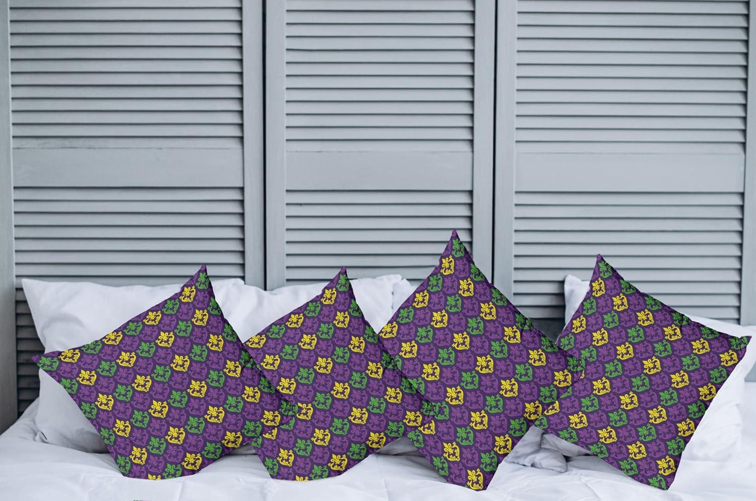 imageAmbesonne Flower Decorative Throw Pillow Case Pack of 4 Wild Flowers Poppies and Daisies Rural Nature Scenery in Meadows Rustic Cushion Cover for Couch Living Room Car 16 Yellow WhiteYellow Purple