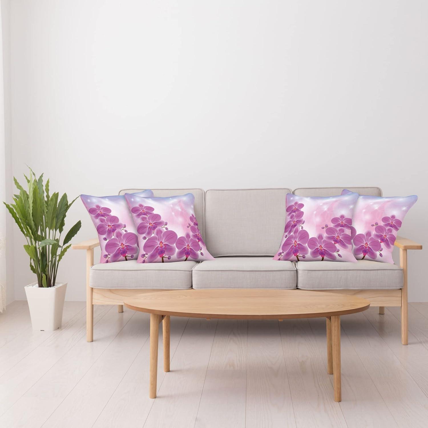 imageAmbesonne Flower Decorative Throw Pillow Case Pack of 4 Wild Flowers Poppies and Daisies Rural Nature Scenery in Meadows Rustic Cushion Cover for Couch Living Room Car 16 Yellow WhitePink Purple