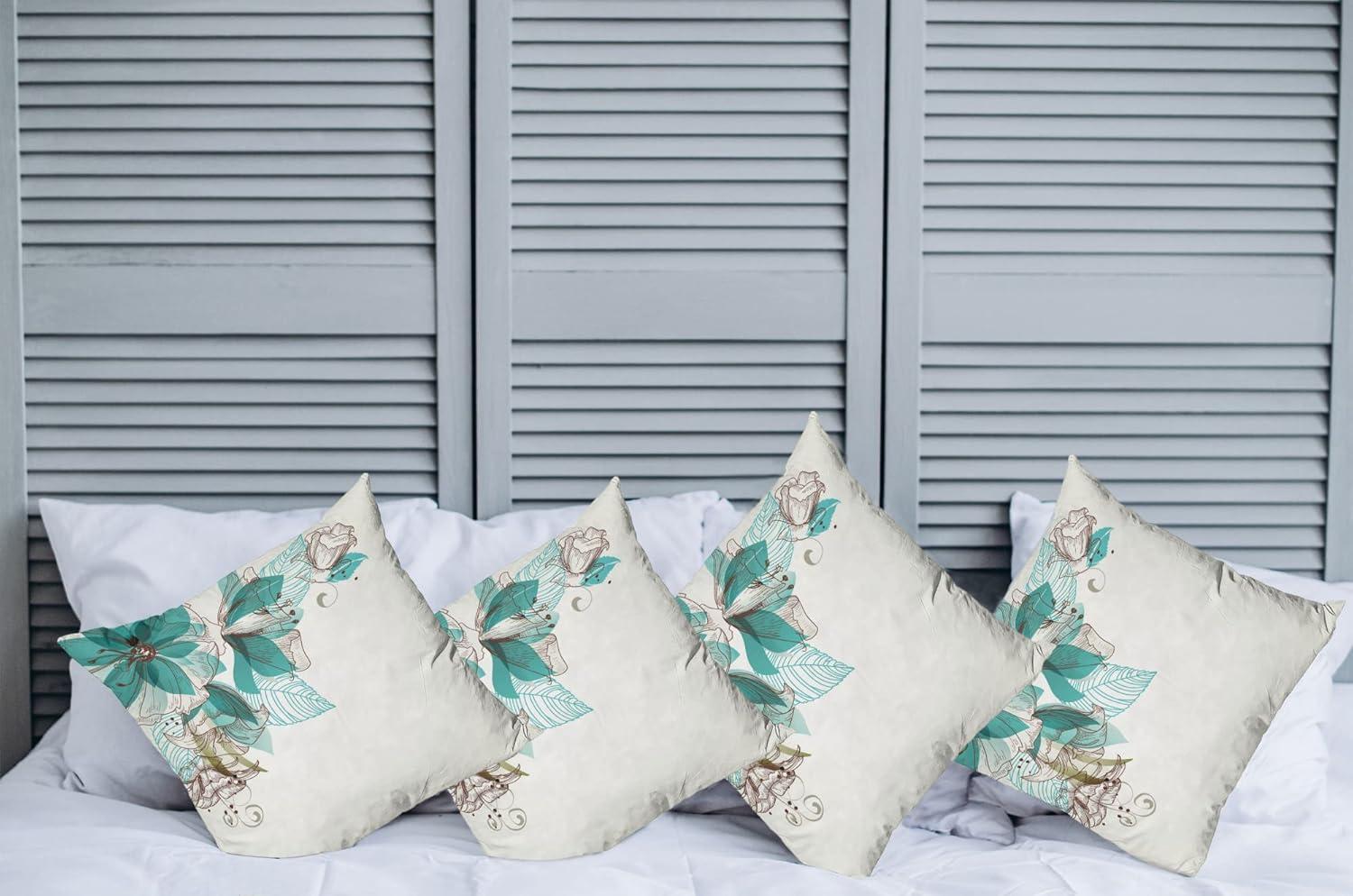 imageAmbesonne Flower Decorative Throw Pillow Case Pack of 4 Wild Flowers Poppies and Daisies Rural Nature Scenery in Meadows Rustic Cushion Cover for Couch Living Room Car 16 Yellow WhiteTeal Brown