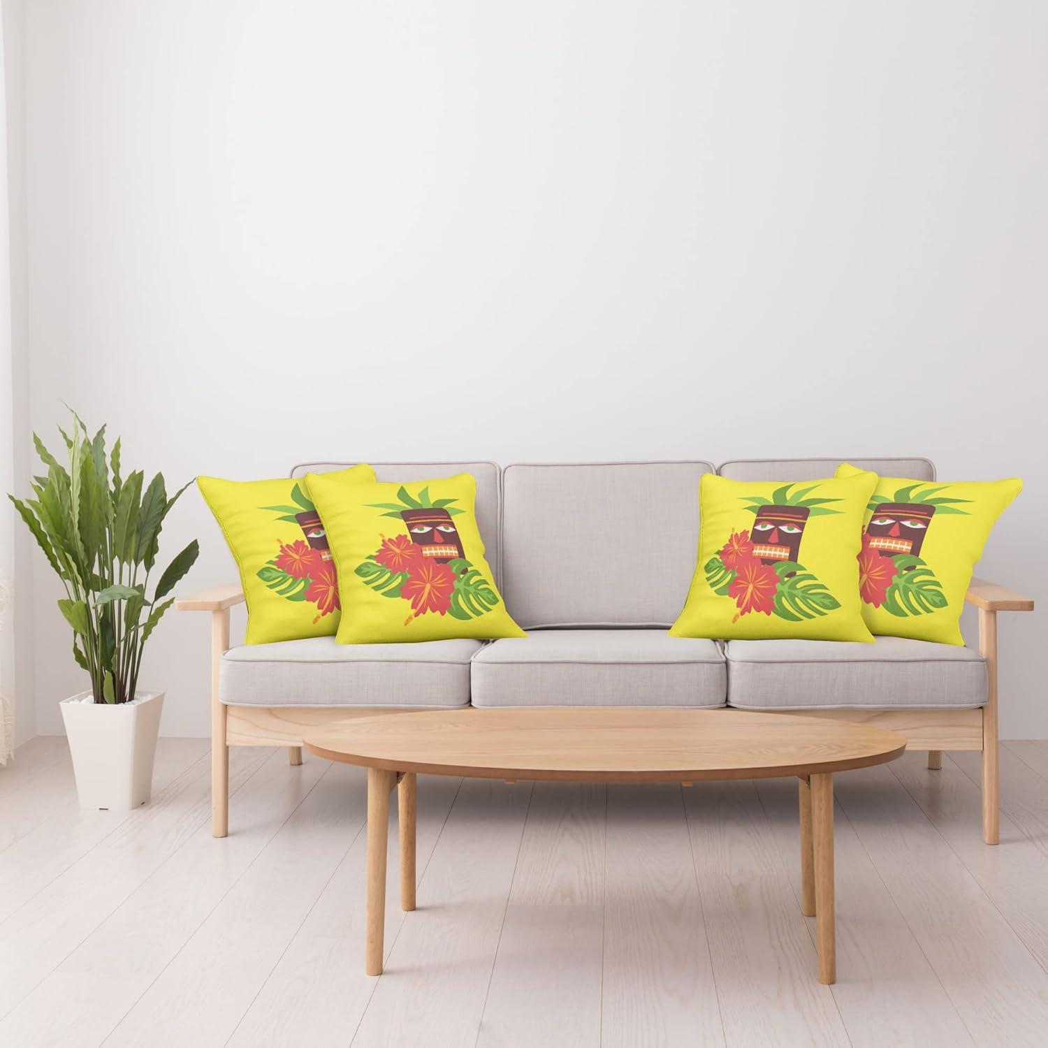 imageAmbesonne Flower Decorative Throw Pillow Case Pack of 4 Wild Flowers Poppies and Daisies Rural Nature Scenery in Meadows Rustic Cushion Cover for Couch Living Room Car 16 Yellow WhiteYellow Multicolor