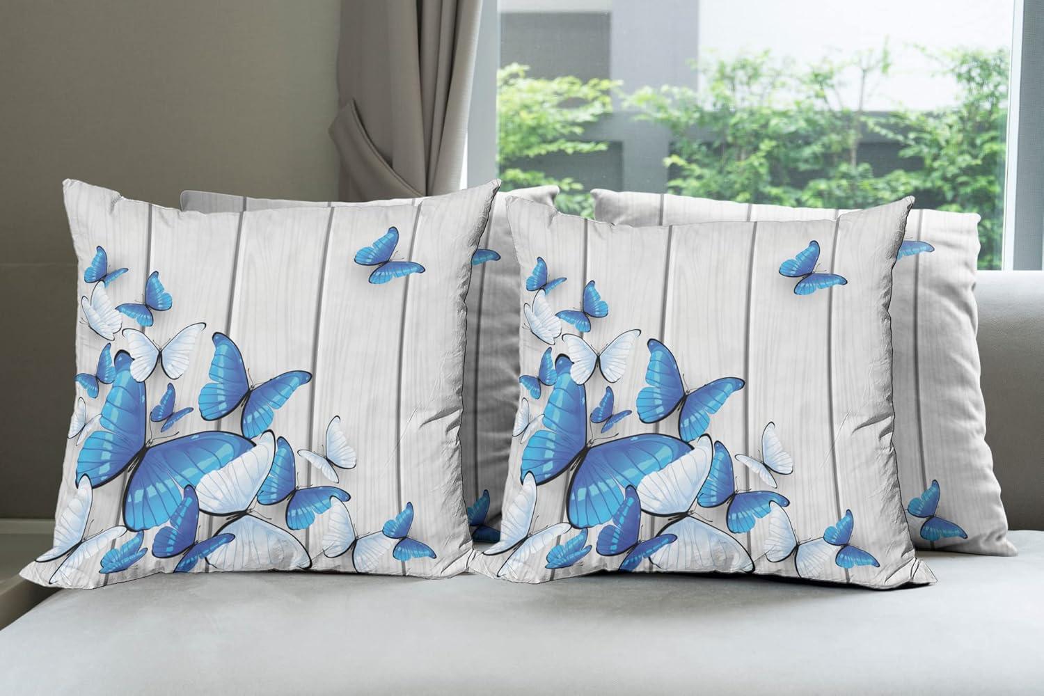 imageAmbesonne Flower Decorative Throw Pillow Case Pack of 4 Wild Flowers Poppies and Daisies Rural Nature Scenery in Meadows Rustic Cushion Cover for Couch Living Room Car 16 Yellow WhiteGrey White
