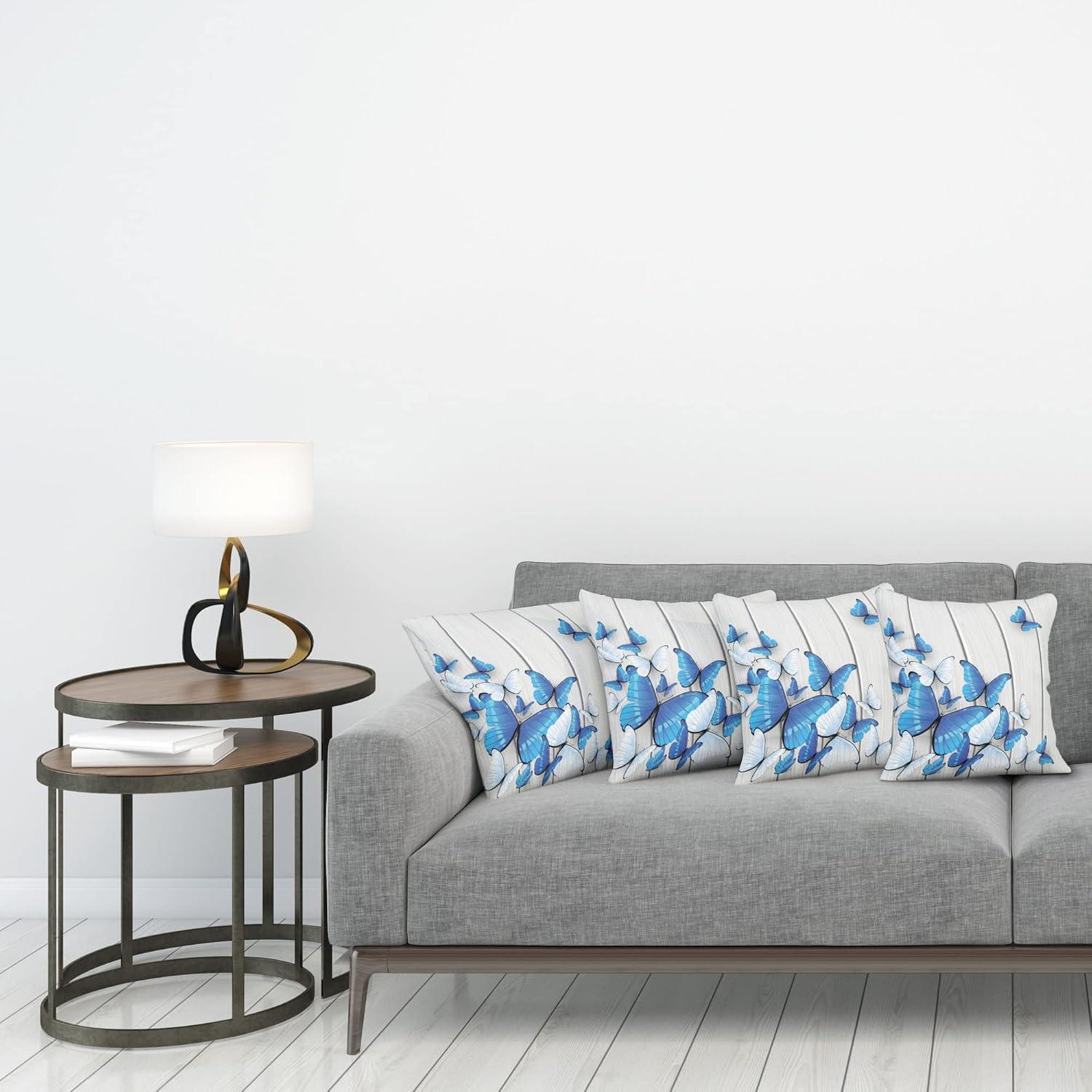 imageAmbesonne Flower Decorative Throw Pillow Case Pack of 4 Wild Flowers Poppies and Daisies Rural Nature Scenery in Meadows Rustic Cushion Cover for Couch Living Room Car 16 Yellow WhiteGrey White