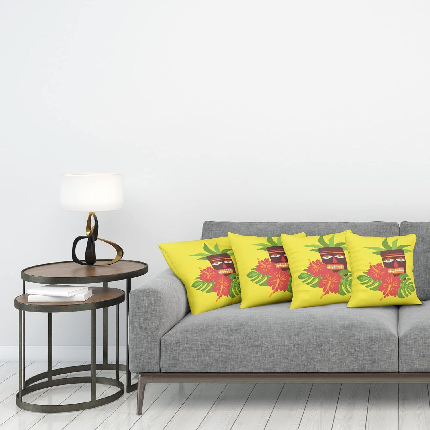 imageAmbesonne Flower Decorative Throw Pillow Case Pack of 4 Wild Flowers Poppies and Daisies Rural Nature Scenery in Meadows Rustic Cushion Cover for Couch Living Room Car 16 Yellow WhiteYellow Multicolor