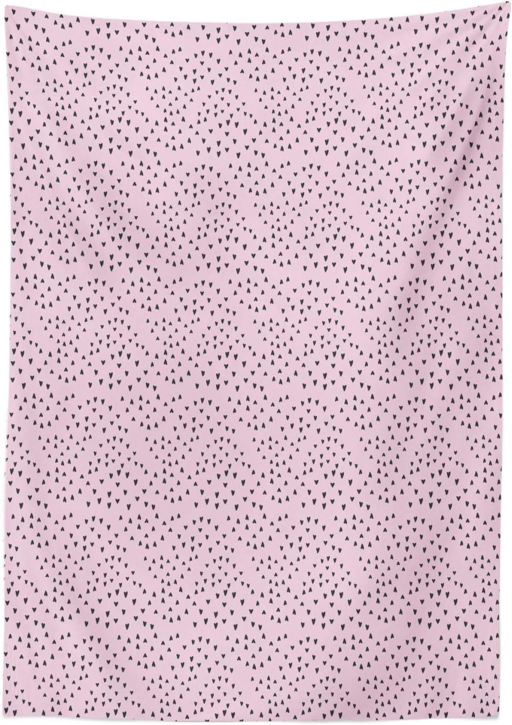 imageAmbesonne Heart Tablecloth Valentines Days Theme Romance Pattern in Simplistic Style Rhythmic Rectangular Table Cover for Dining Room Kitchen Decor 52 X 70 Pink