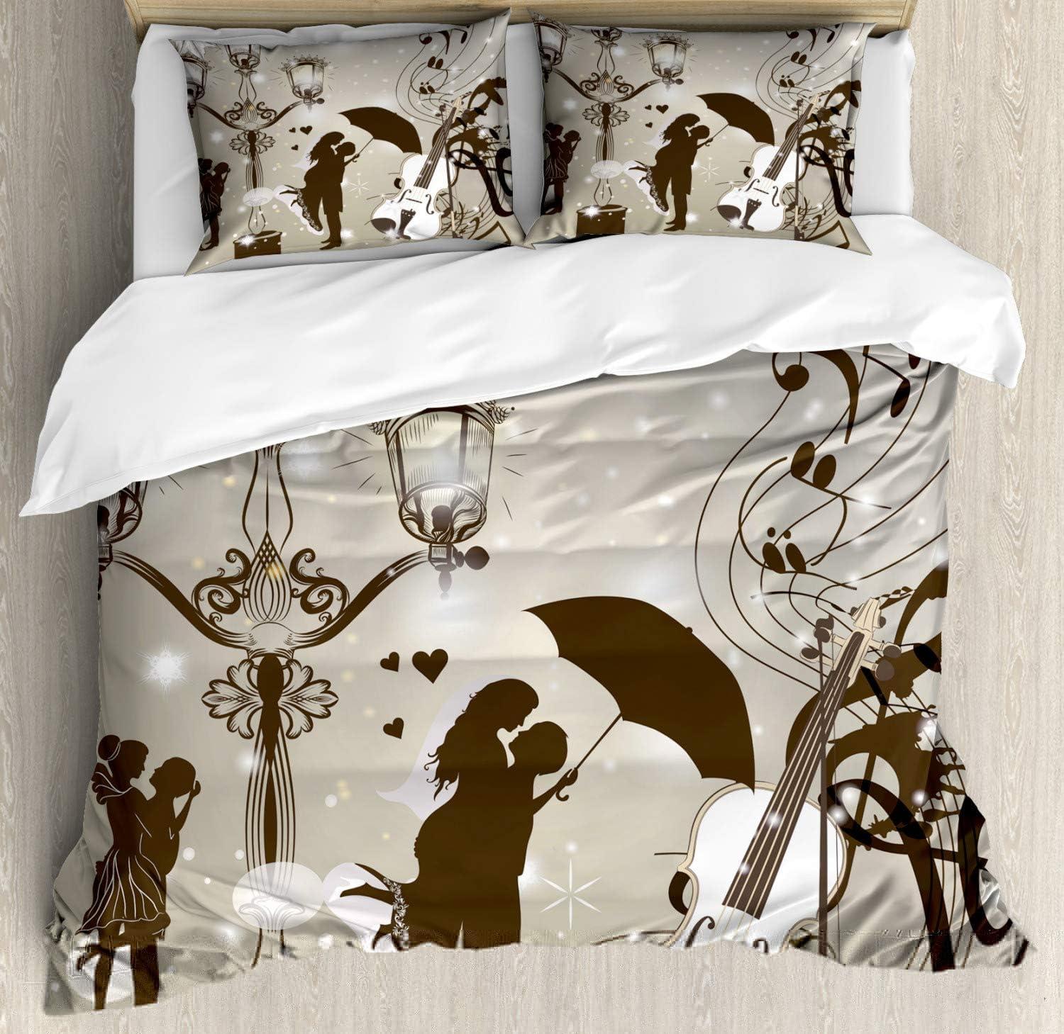 imageAmbesonne Love Duvet Cover Set Valentines Day Words with Hearts Frame on Vertical Lines Romantic Calligraphy Decorative 2 Piece Bedding Set with 1 Pillow Sham Twin Size Pink Red BlushDust