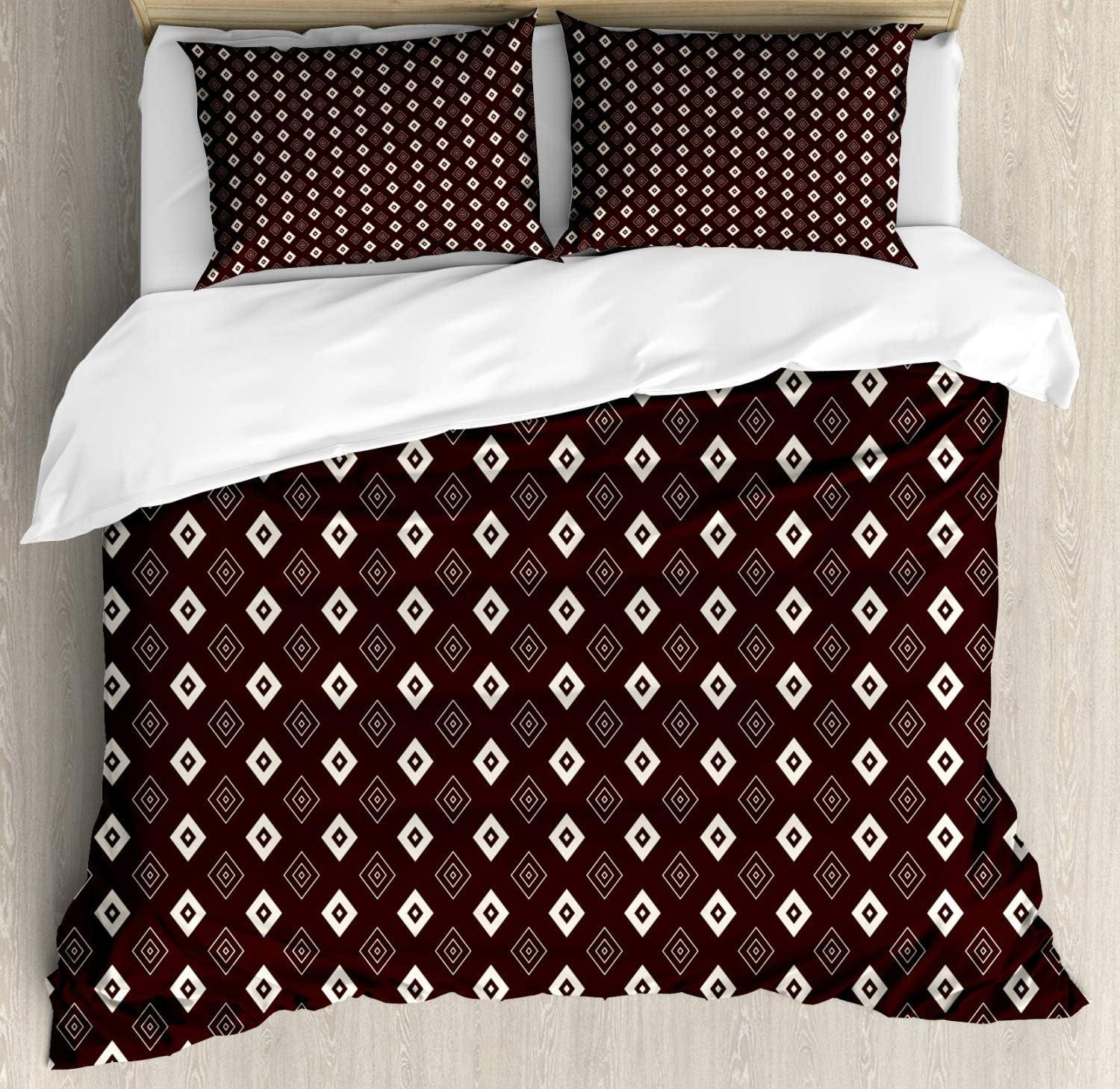 imageAmbesonne Love Duvet Cover Set Valentines Day Words with Hearts Frame on Vertical Lines Romantic Calligraphy Decorative 2 Piece Bedding Set with 1 Pillow Sham Twin Size Pink Red BlushChestnut Brown and Cream