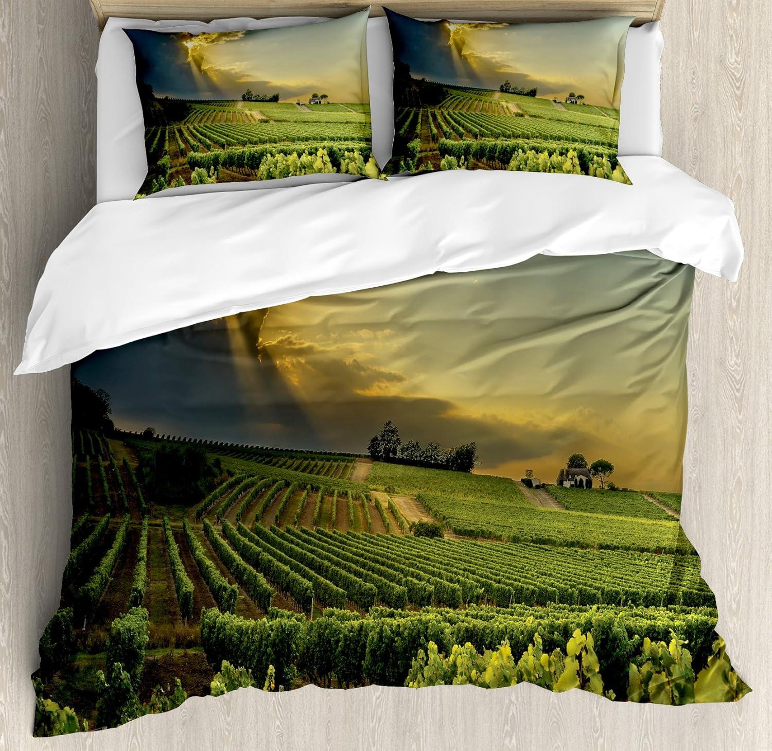 imageAmbesonne Love Duvet Cover Set Valentines Day Words with Hearts Frame on Vertical Lines Romantic Calligraphy Decorative 2 Piece Bedding Set with 1 Pillow Sham Twin Size Pink Red BlushGreen Yellow Grey