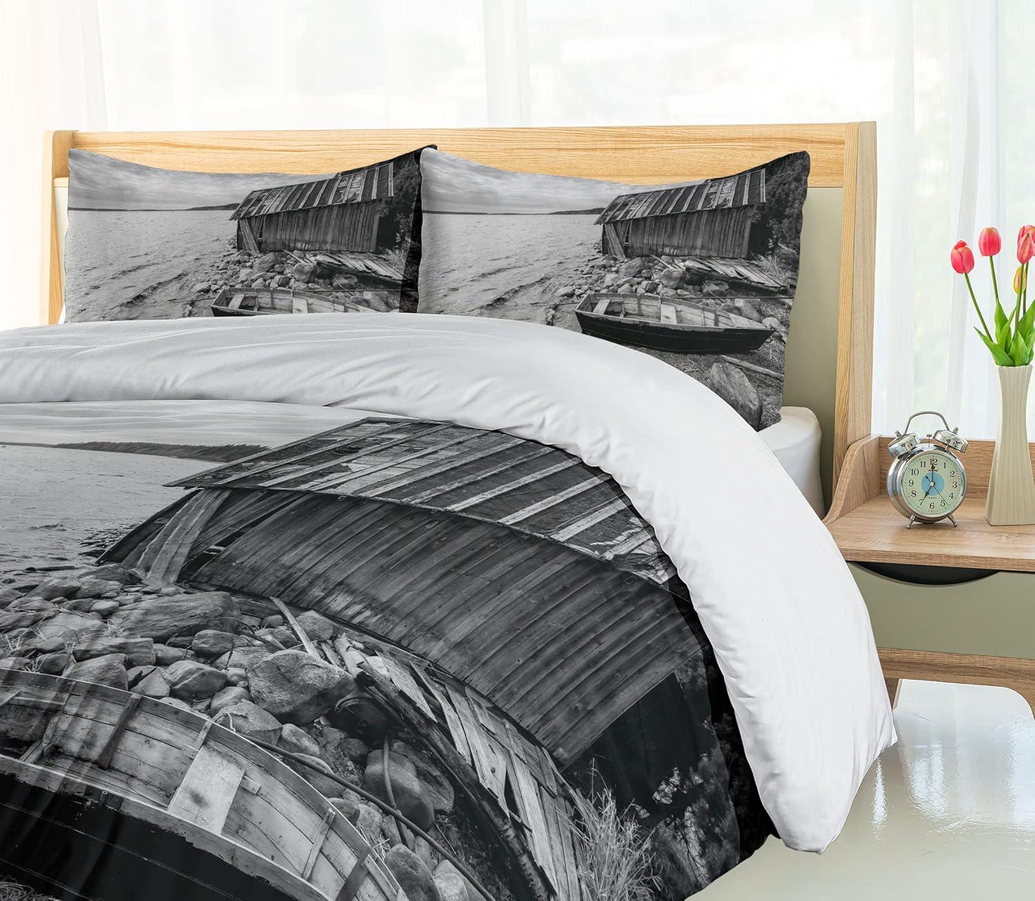 imageAmbesonne Love Duvet Cover Set Valentines Day Words with Hearts Frame on Vertical Lines Romantic Calligraphy Decorative 2 Piece Bedding Set with 1 Pillow Sham Twin Size Pink Red BlushGrey