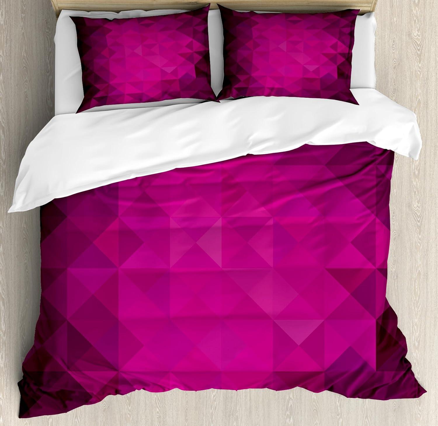 imageAmbesonne Love Duvet Cover Set Valentines Day Words with Hearts Frame on Vertical Lines Romantic Calligraphy Decorative 2 Piece Bedding Set with 1 Pillow Sham Twin Size Pink Red BlushHot Pink Purple Plum