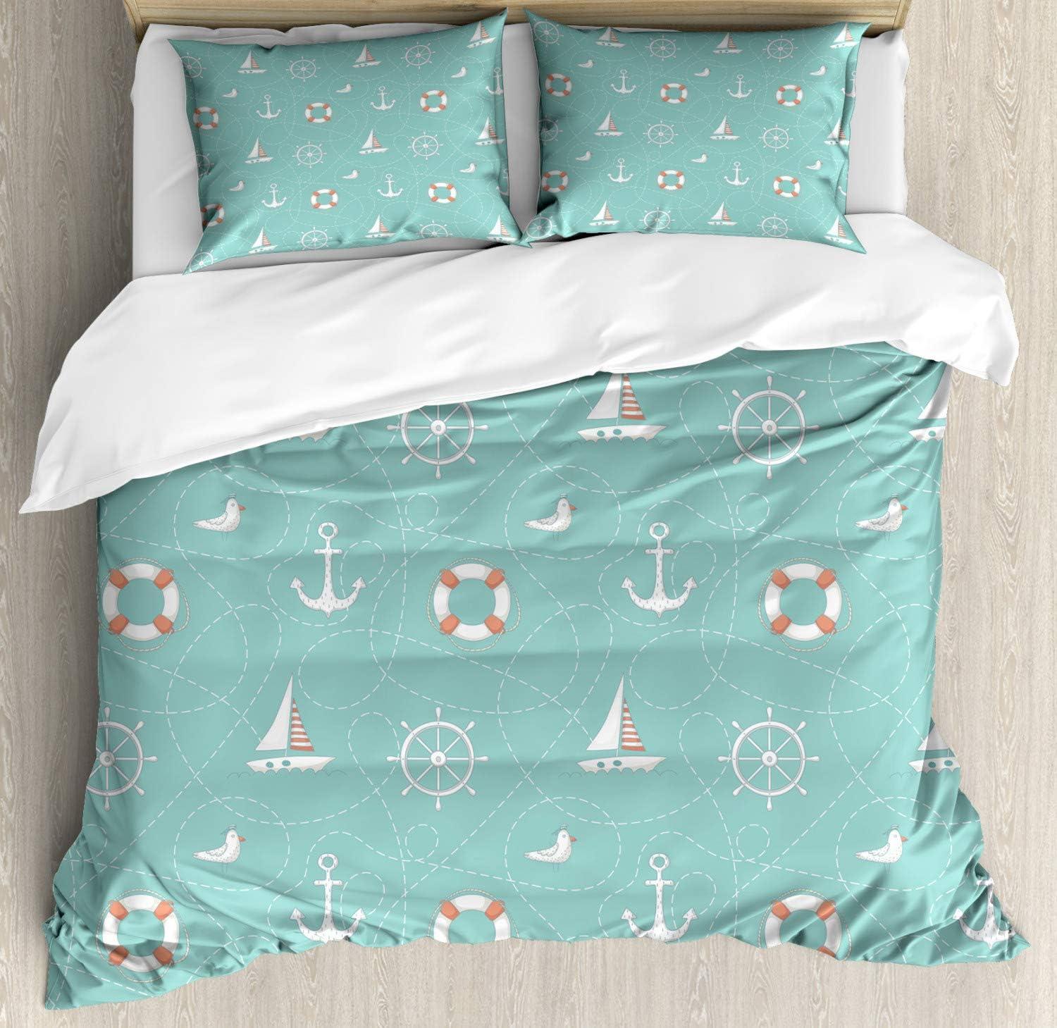 imageAmbesonne Love Duvet Cover Set Valentines Day Words with Hearts Frame on Vertical Lines Romantic Calligraphy Decorative 2 Piece Bedding Set with 1 Pillow Sham Twin Size Pink Red BlushSeafoam Salmon and White