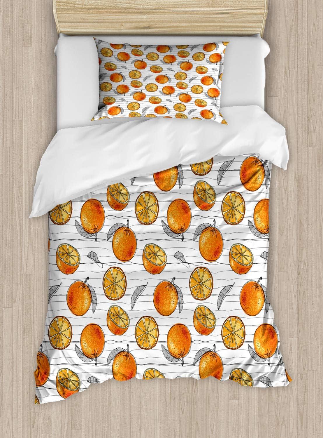 imageAmbesonne Love Duvet Cover Set Valentines Day Words with Hearts Frame on Vertical Lines Romantic Calligraphy Decorative 2 Piece Bedding Set with 1 Pillow Sham Twin Size Pink Red BlushGrey Dark Orange