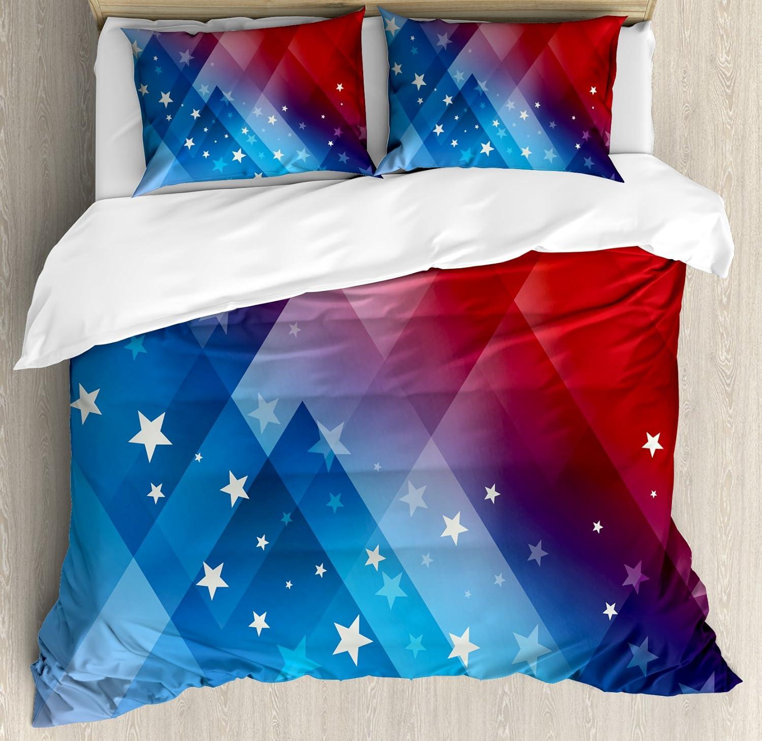 imageAmbesonne Love Duvet Cover Set Valentines Day Words with Hearts Frame on Vertical Lines Romantic Calligraphy Decorative 2 Piece Bedding Set with 1 Pillow Sham Twin Size Pink Red BlushRed White Blue