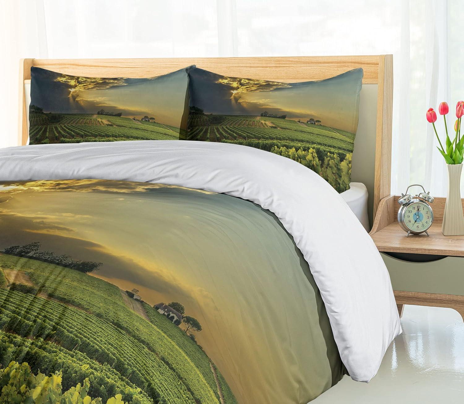 imageAmbesonne Love Duvet Cover Set Valentines Day Words with Hearts Frame on Vertical Lines Romantic Calligraphy Decorative 2 Piece Bedding Set with 1 Pillow Sham Twin Size Pink Red BlushGreen Yellow Grey
