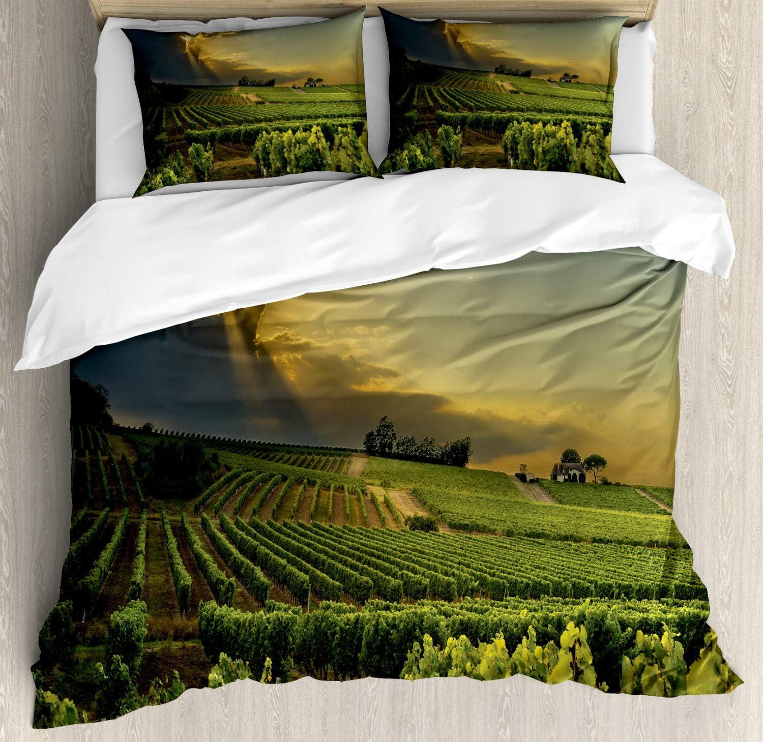 imageAmbesonne Love Duvet Cover Set Valentines Day Words with Hearts Frame on Vertical Lines Romantic Calligraphy Decorative 2 Piece Bedding Set with 1 Pillow Sham Twin Size Pink Red BlushGreen Yellow Grey
