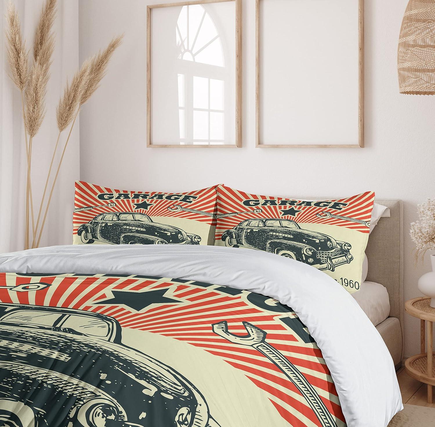 imageAmbesonne Love Duvet Cover Set Valentines Day Words with Hearts Frame on Vertical Lines Romantic Calligraphy Decorative 2 Piece Bedding Set with 1 Pillow Sham Twin Size Pink Red BlushEmerald Orange