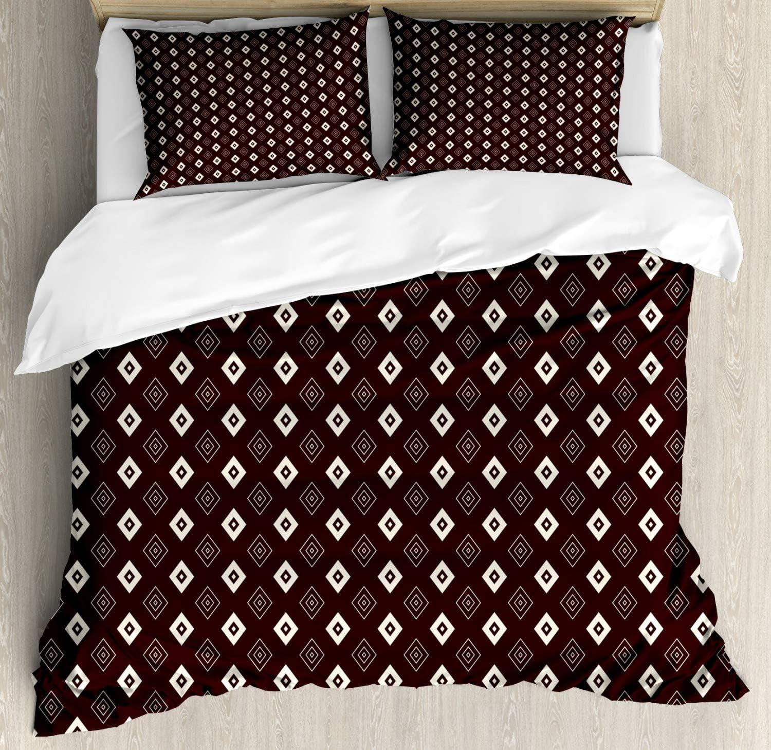 imageAmbesonne Love Duvet Cover Set Valentines Day Words with Hearts Frame on Vertical Lines Romantic Calligraphy Decorative 2 Piece Bedding Set with 1 Pillow Sham Twin Size Pink Red BlushChestnut Brown and Cream