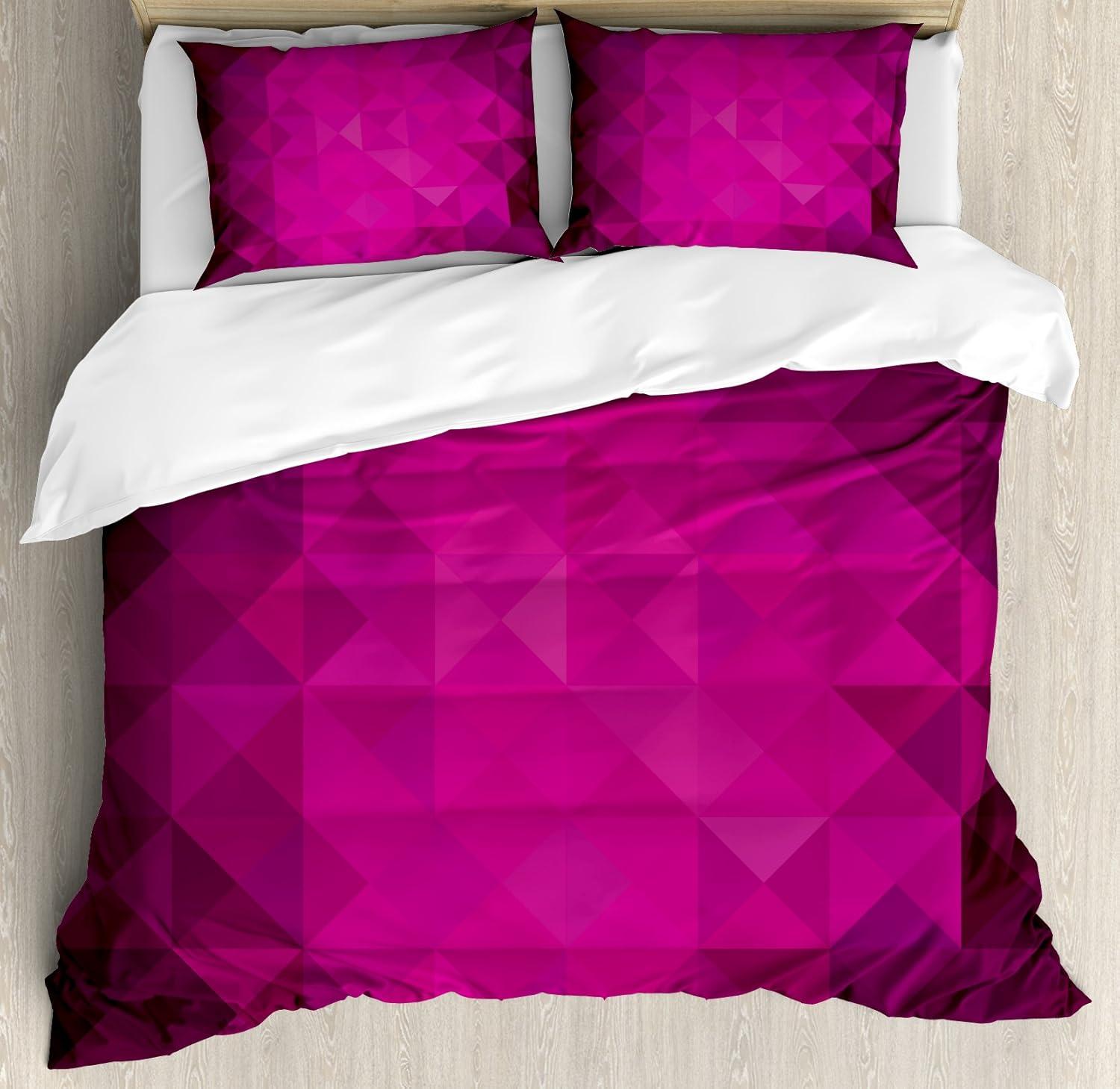 imageAmbesonne Love Duvet Cover Set Valentines Day Words with Hearts Frame on Vertical Lines Romantic Calligraphy Decorative 2 Piece Bedding Set with 1 Pillow Sham Twin Size Pink Red BlushHot Pink Purple Plum