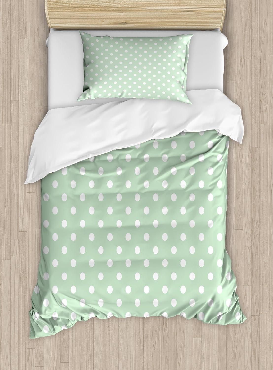 imageAmbesonne Love Duvet Cover Set Valentines Day Words with Hearts Frame on Vertical Lines Romantic Calligraphy Decorative 2 Piece Bedding Set with 1 Pillow Sham Twin Size Pink Red BlushMint Green and White