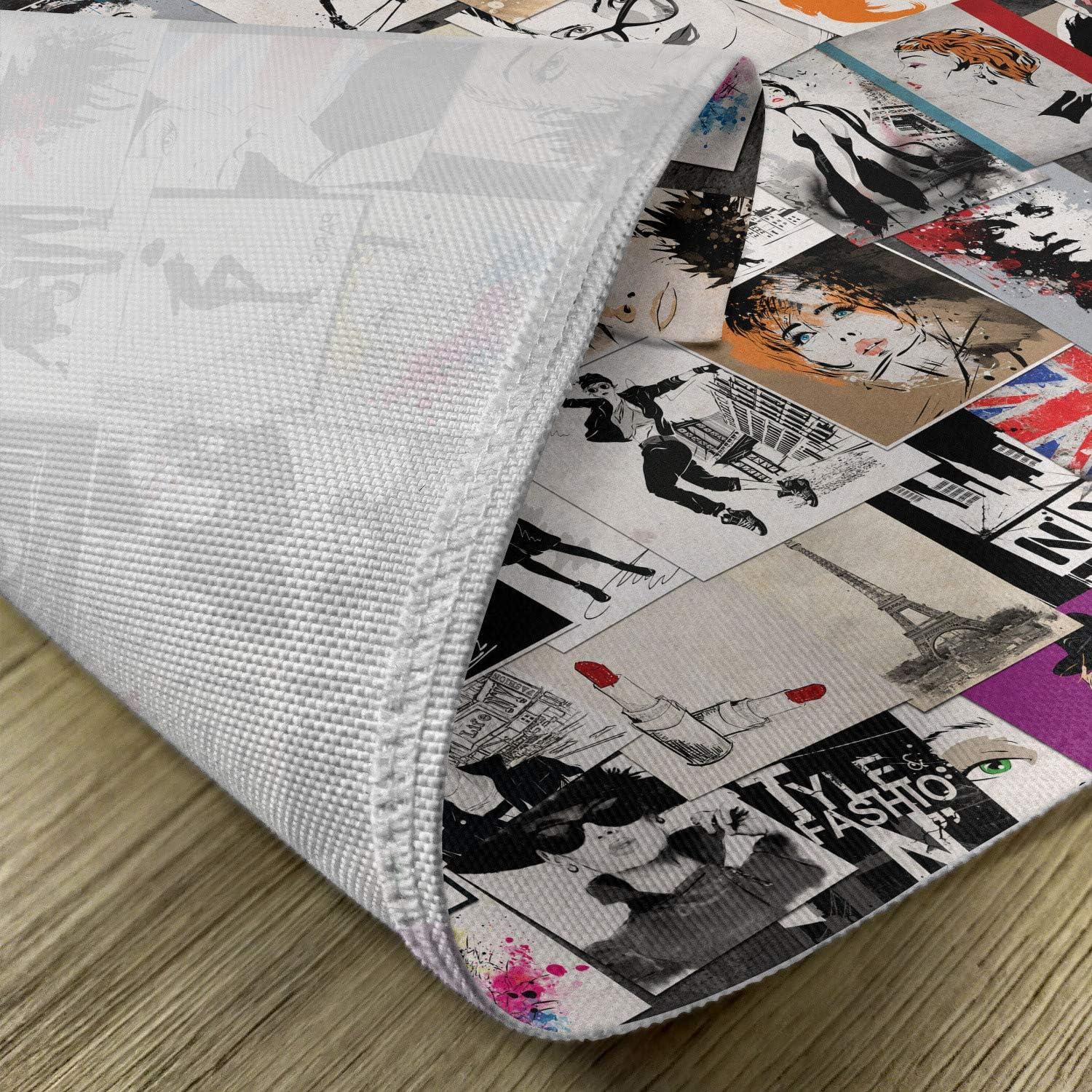 imageAmbesonne New York Place Mats Set of 4 NYC Exquisite Skyline Manhattan Old Neighborhood Tourist Country Print Washable Fabric Placemats for Dining Table Standard Size Purple and YellowWhite Black Red