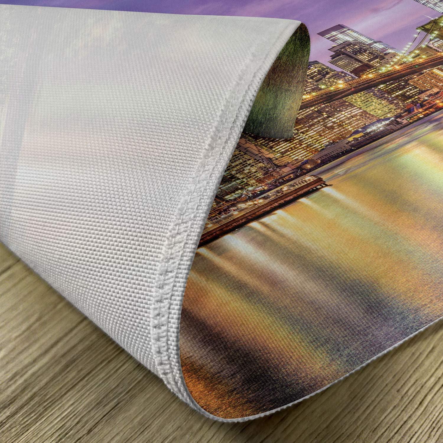 imageAmbesonne New York Place Mats Set of 4 NYC Exquisite Skyline Manhattan Old Neighborhood Tourist Country Print Washable Fabric Placemats for Dining Table Standard Size Purple and YellowPurple Yellow