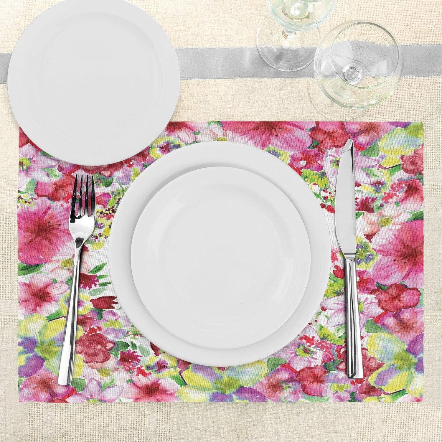 imageAmbesonne New York Place Mats Set of 4 NYC Exquisite Skyline Manhattan Old Neighborhood Tourist Country Print Washable Fabric Placemats for Dining Table Standard Size Purple and YellowGreen and Pink