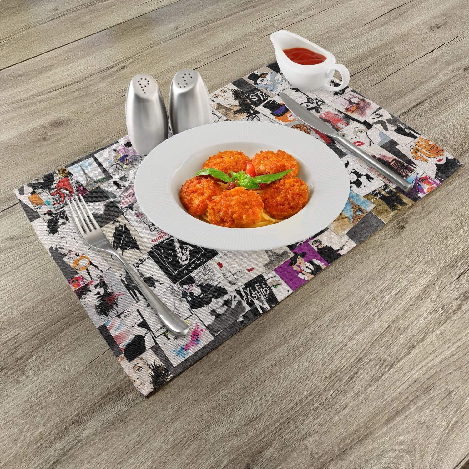 imageAmbesonne New York Place Mats Set of 4 NYC Exquisite Skyline Manhattan Old Neighborhood Tourist Country Print Washable Fabric Placemats for Dining Table Standard Size Purple and YellowWhite Black Red